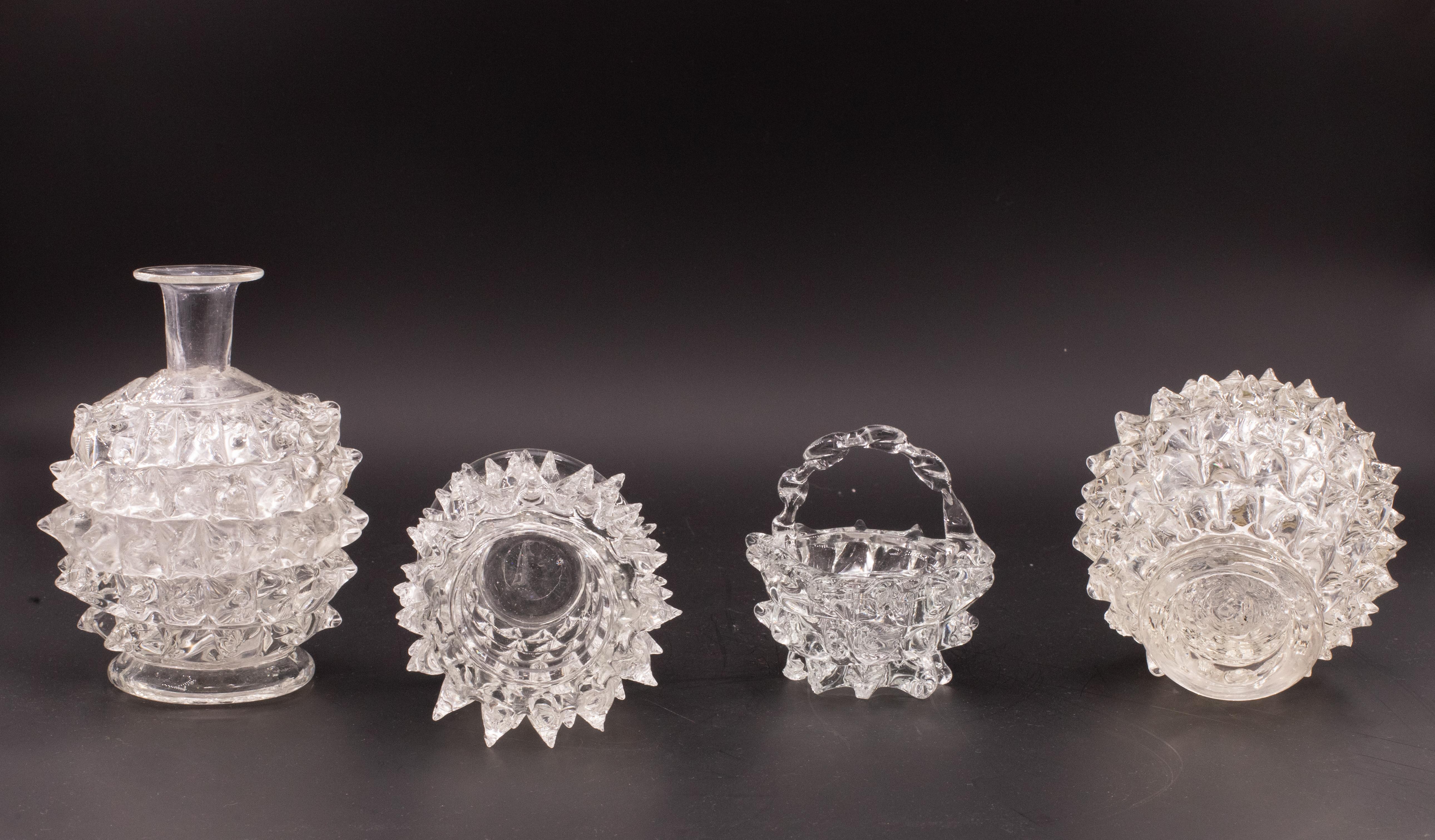 Europeo Set di 4 vasi in vetro italiano Ercole Barovier Rostrato Murano per Barovier & Toso in vendita