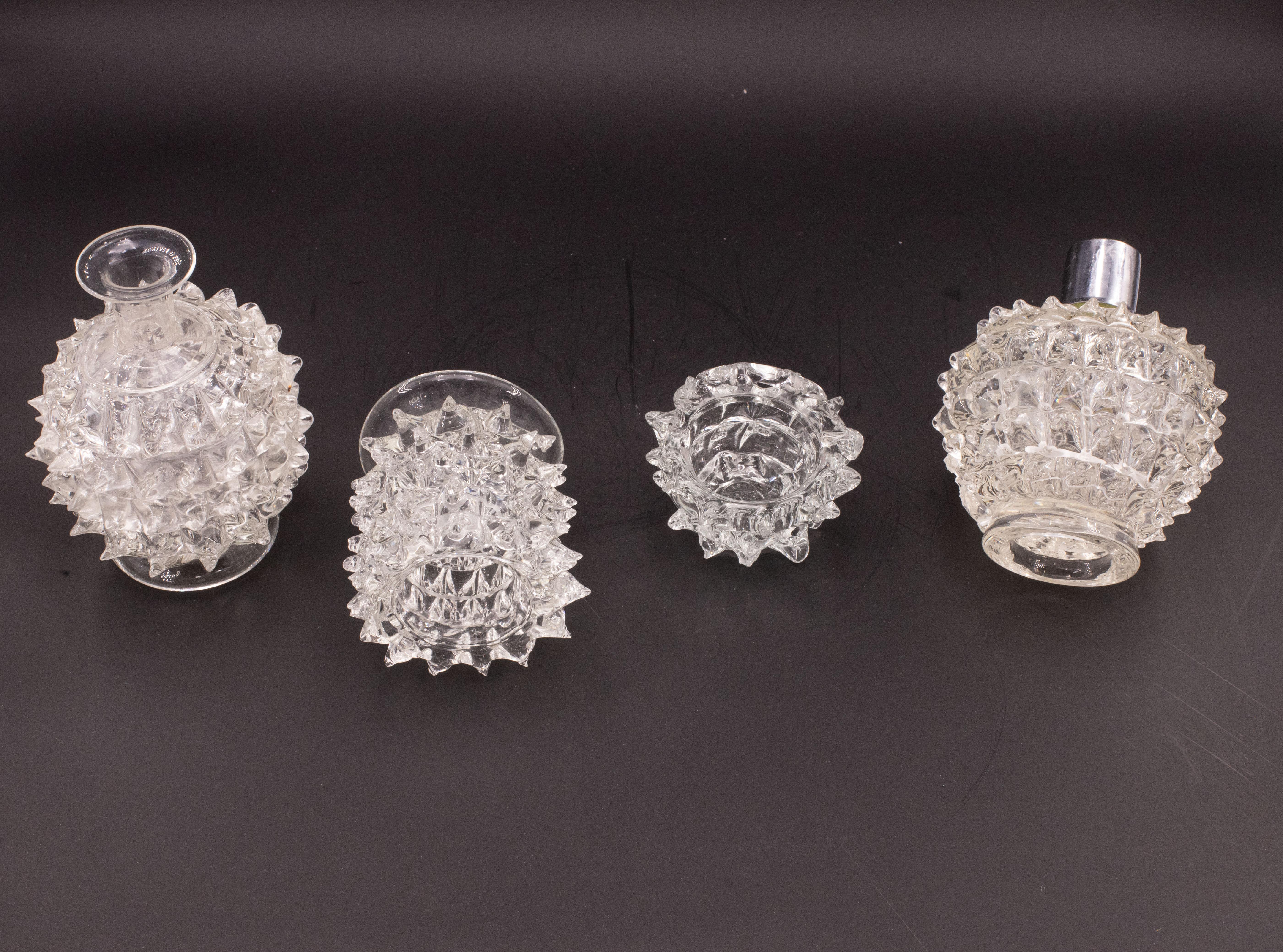 Set of 4 Ercole Barovier Rostrato Murano Italian Glass Vase for Barovier & Toso In Good Condition For Sale In Roma, IT