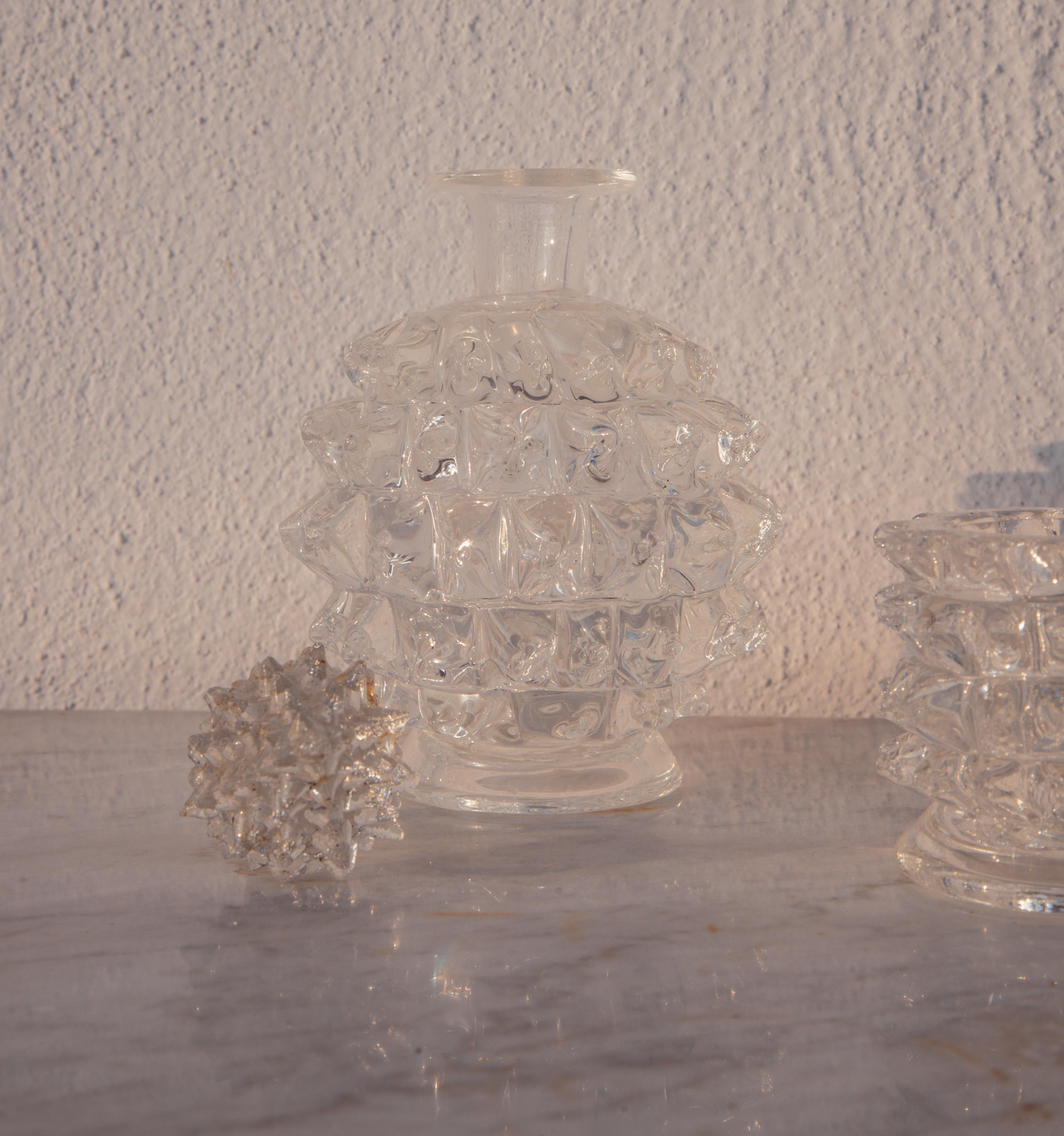 Set of 4 Ercole Barovier Rostrato Murano Italian Glass Vase for Barovier & Toso For Sale 1