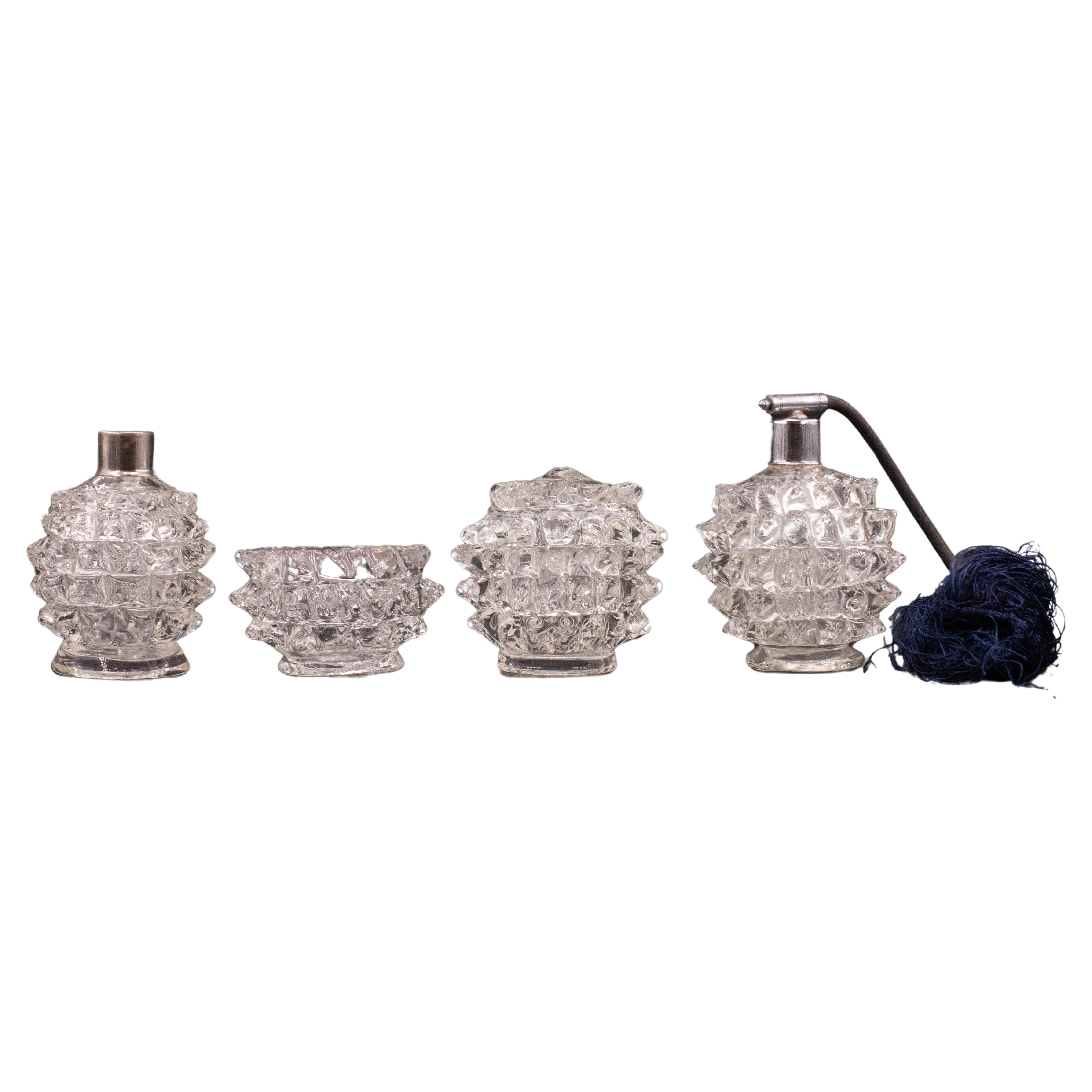 4er-Set italienische Muranoglasvase von Ercole Barovier Rostrato für Barovier & Toso im Angebot