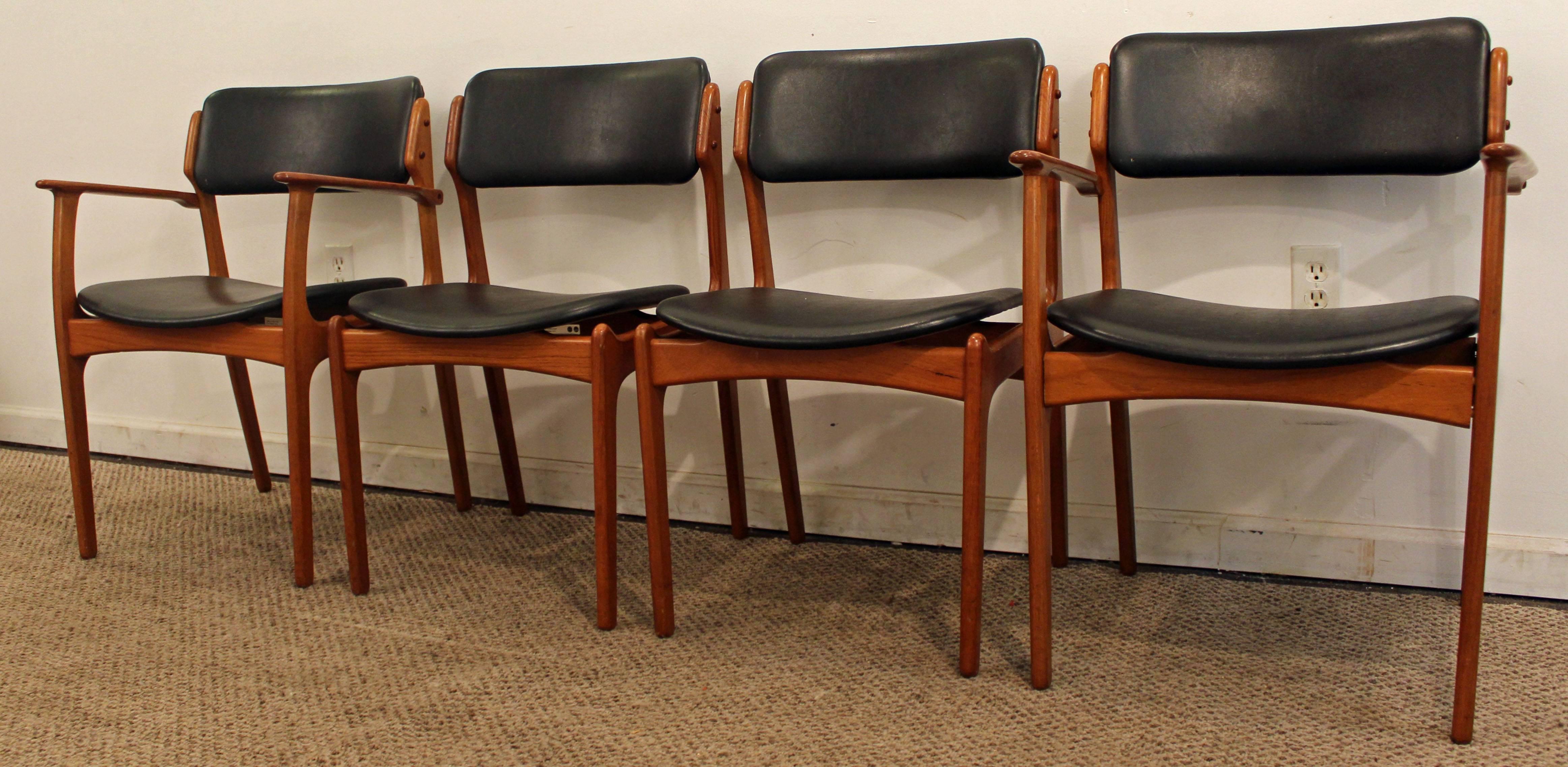 Scandinavian Modern Set of Four Erik Buch for O.D. Mobler Teak Dining Chairs