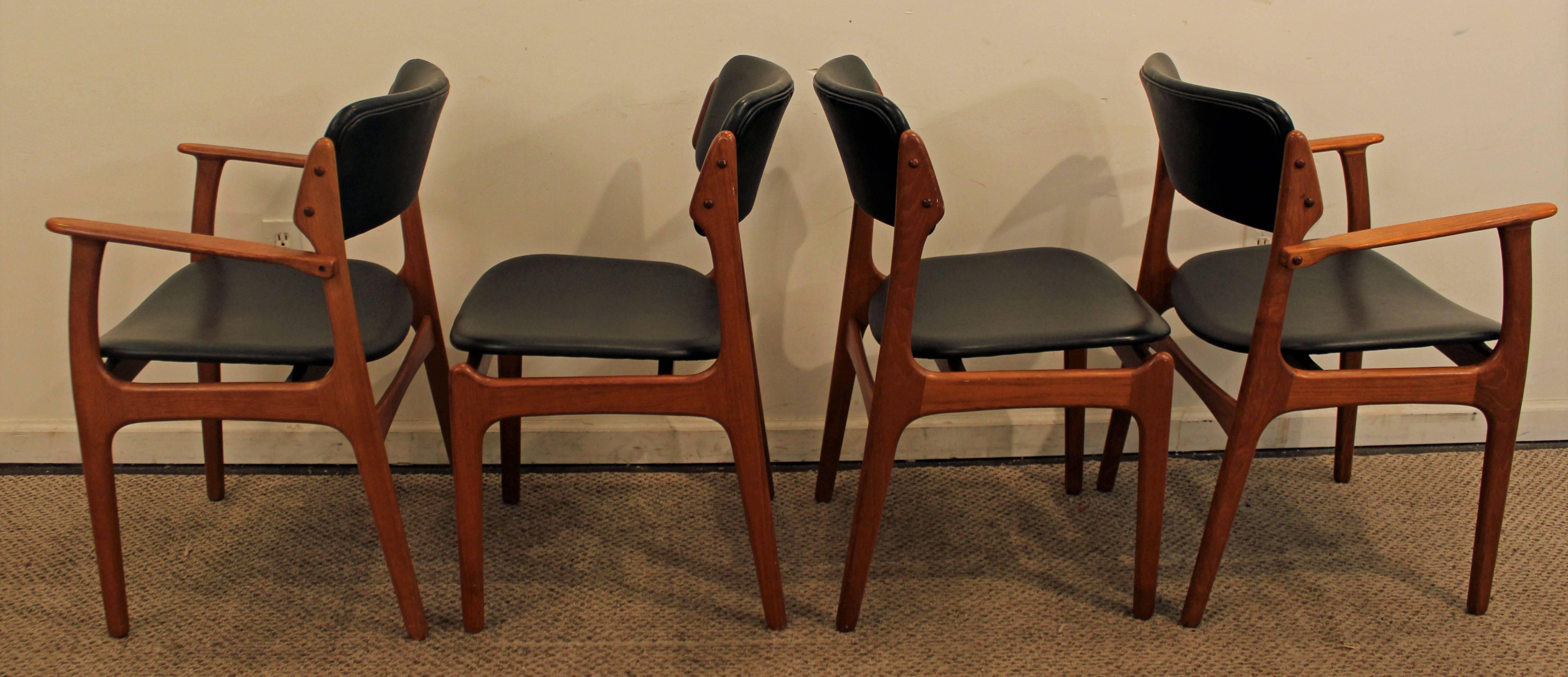 Danish Set of Four Erik Buch for O.D. Mobler Teak Dining Chairs