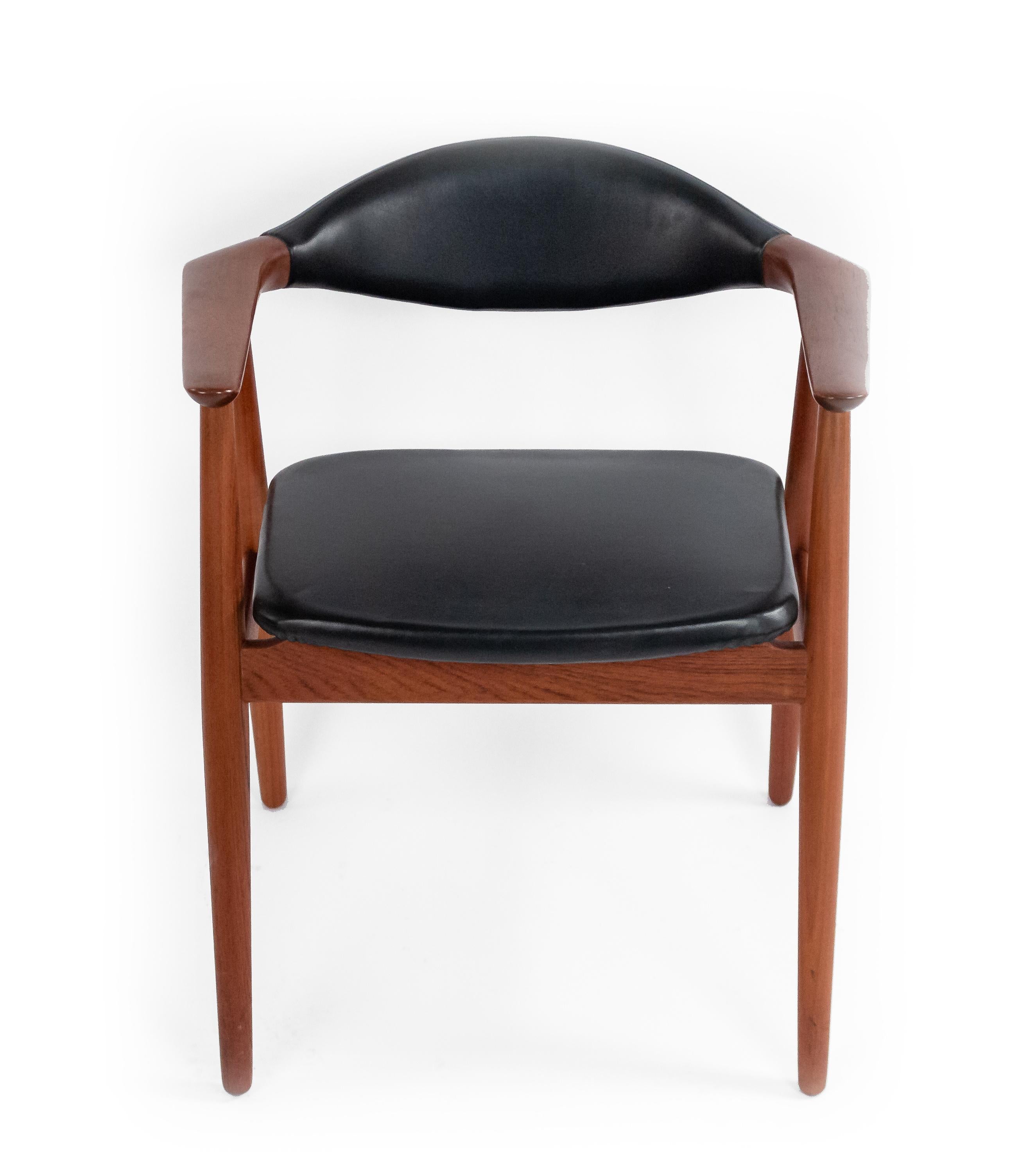 Faux Leather Set of 4 Erik Kirkegaard Teak Mid-Century Side Chairs For Sale