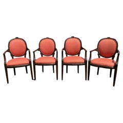Set of 4 Erika Brunson Custom Designed Mahogany Faux Bois Arm Chairs