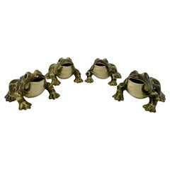 Set of 4 Estate American "McCoy Pottery Co., Ohio" Hand-Painted Frogs Circa 1950