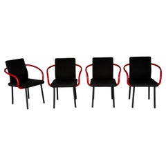 Set of 4 Ettore Sottsass Mandarin Chairs by Knoll - Black + Red Post Modern
