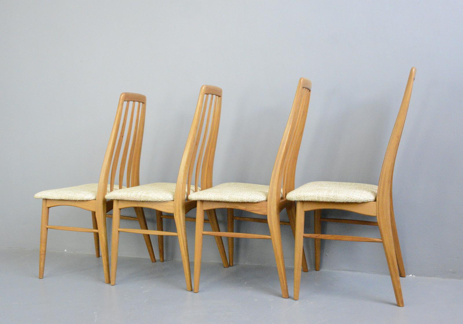 Teak Set of 4 Eva Dining Chairs by Niels Koefoed for Koefoeds Hornslet, 1960s