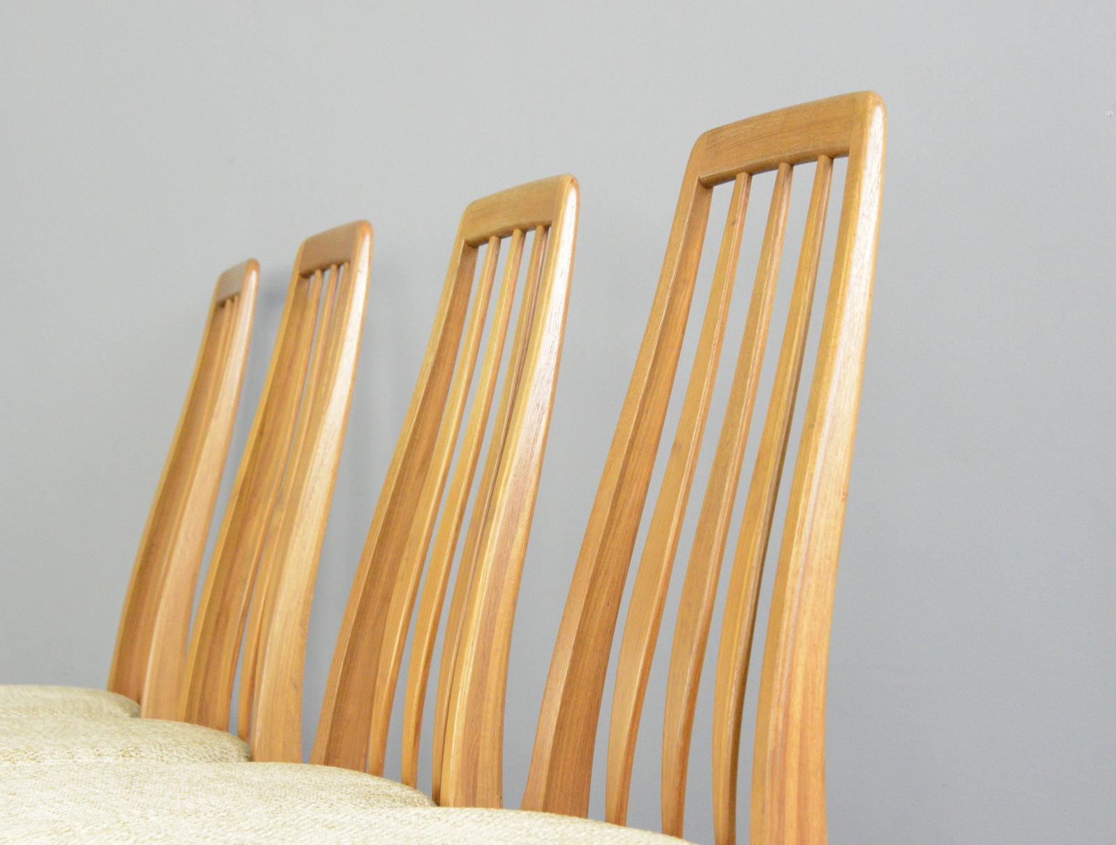 Set of 4 Eva dining chairs by Niels Koefoed for Koefoeds Hornslet 1960s

- Price is for the set of 4
- Solid Teak frames
- Original upholstery
- By Niels Koefoed
- Danish ~ 1960s
- 47cm wide x 41cm deep x 96cm tall
- 47cm seat