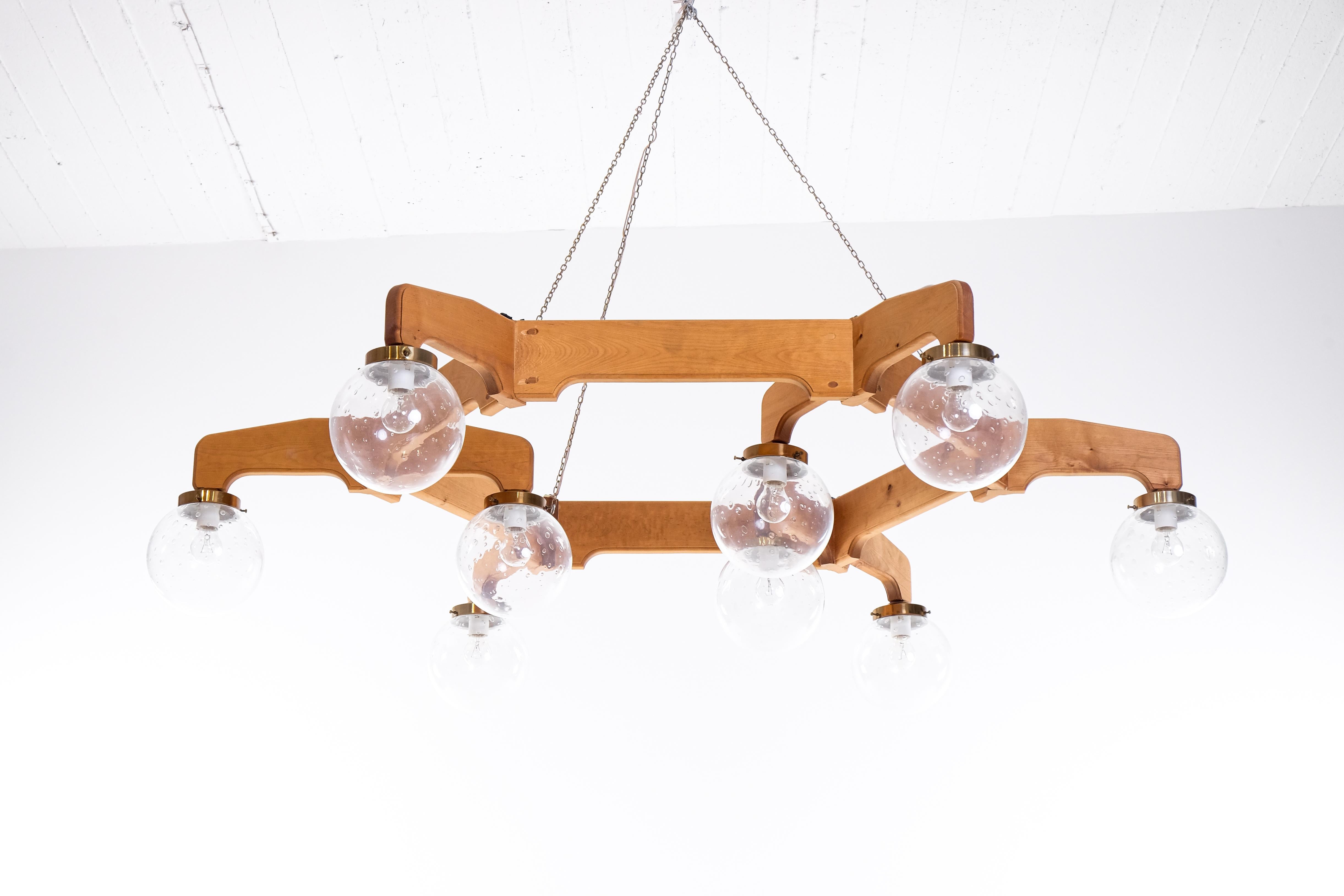 Late 20th Century Set of 4 Exceptional Swedish Ceiling Lights in pine, 1970s For Sale
