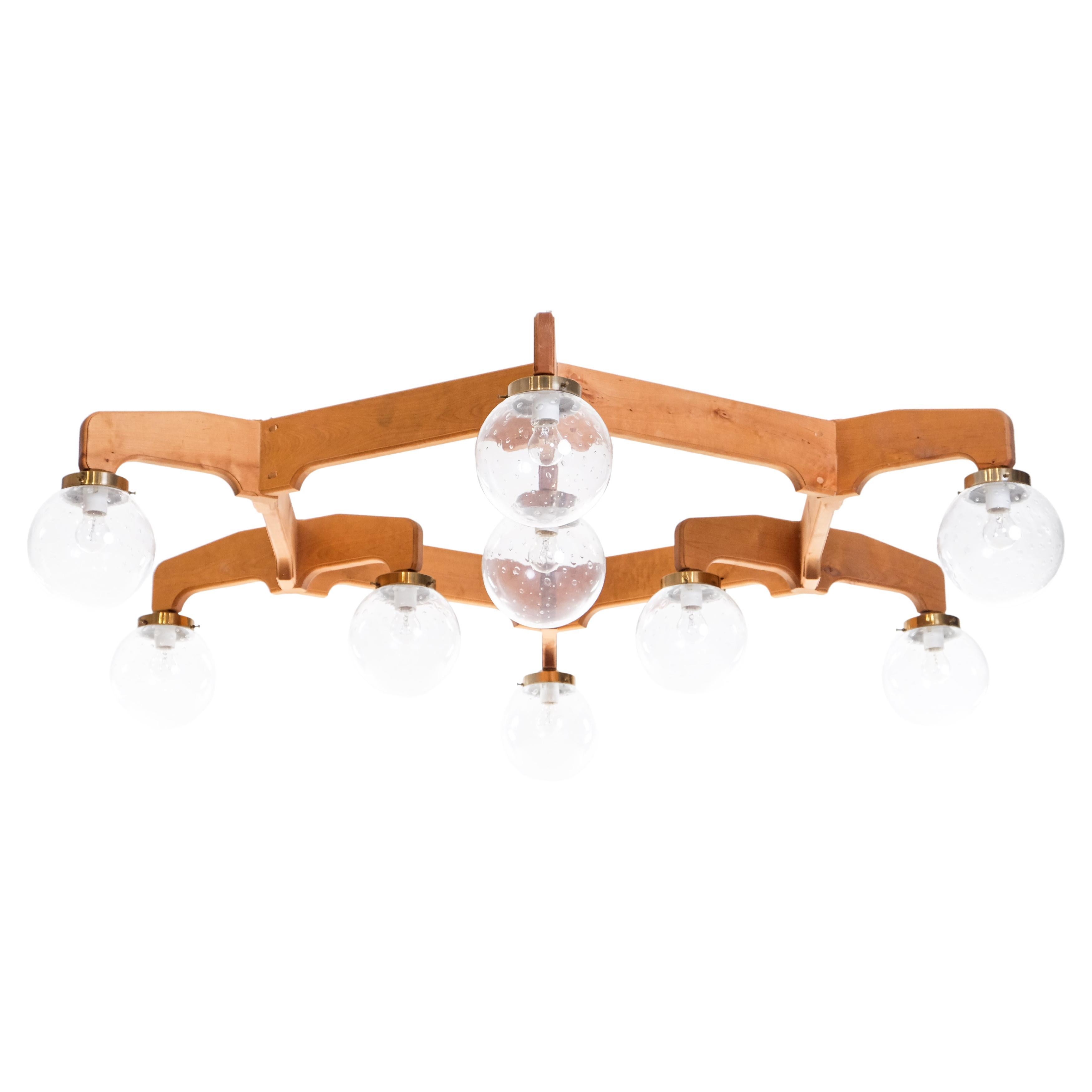Set of 4 Exceptional Swedish Ceiling Lights in pine, 1970s For Sale
