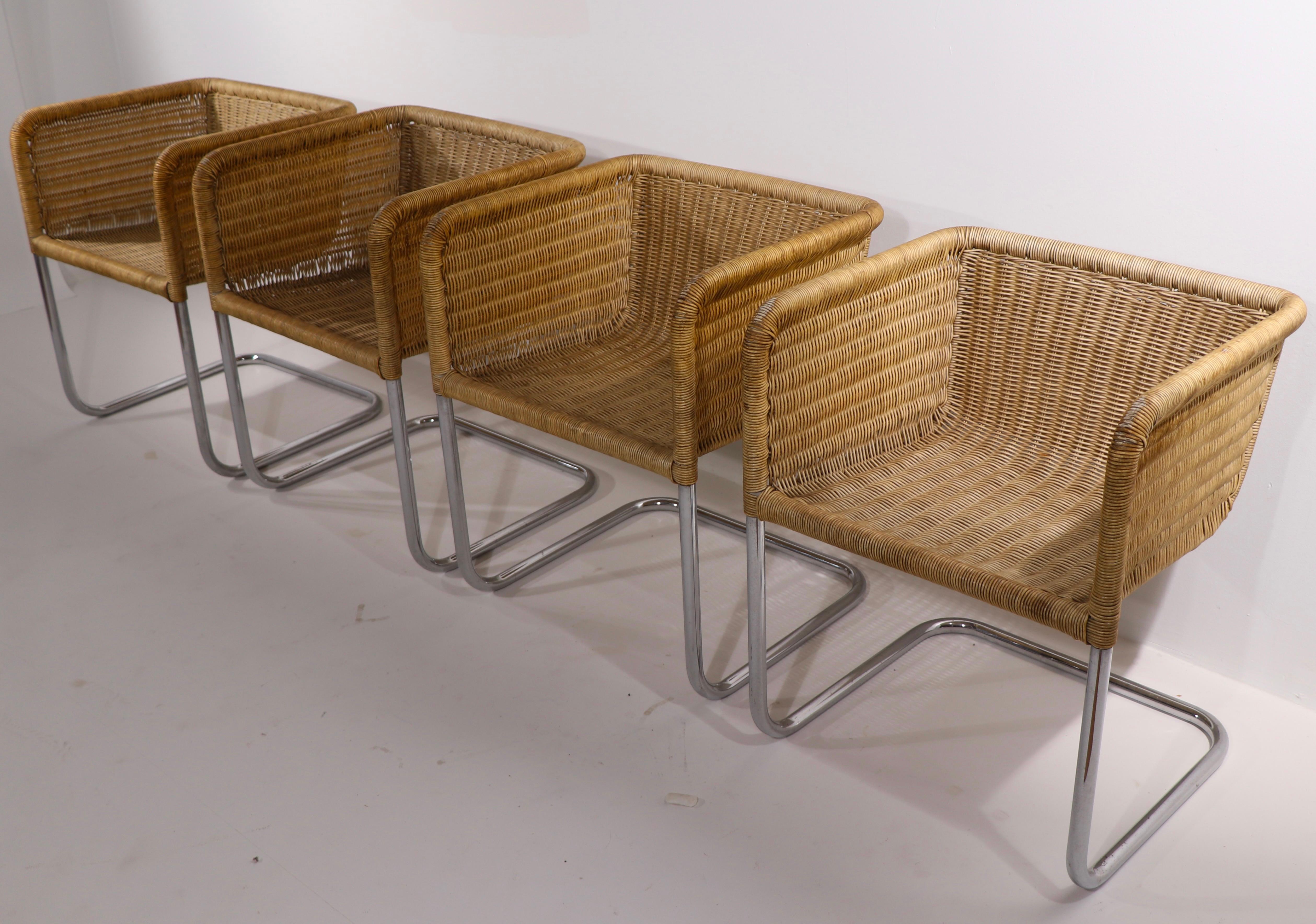 Mid-Century Modern Set of 4 Fabricius and Kastholm Harvey Probber D 43 Cantilevered Dining Chairs