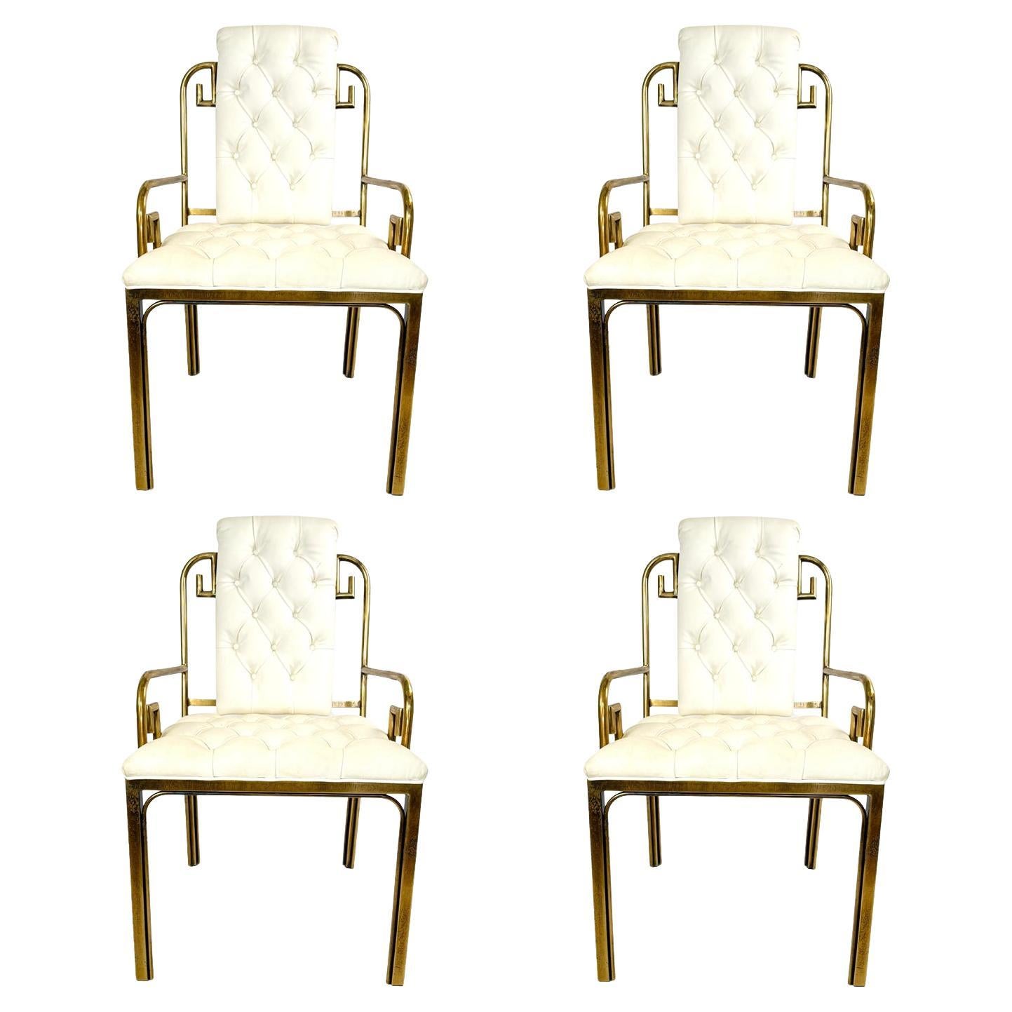 Set of 4 Fabulous Mastercraft Greek Key Dining Chairs For Sale