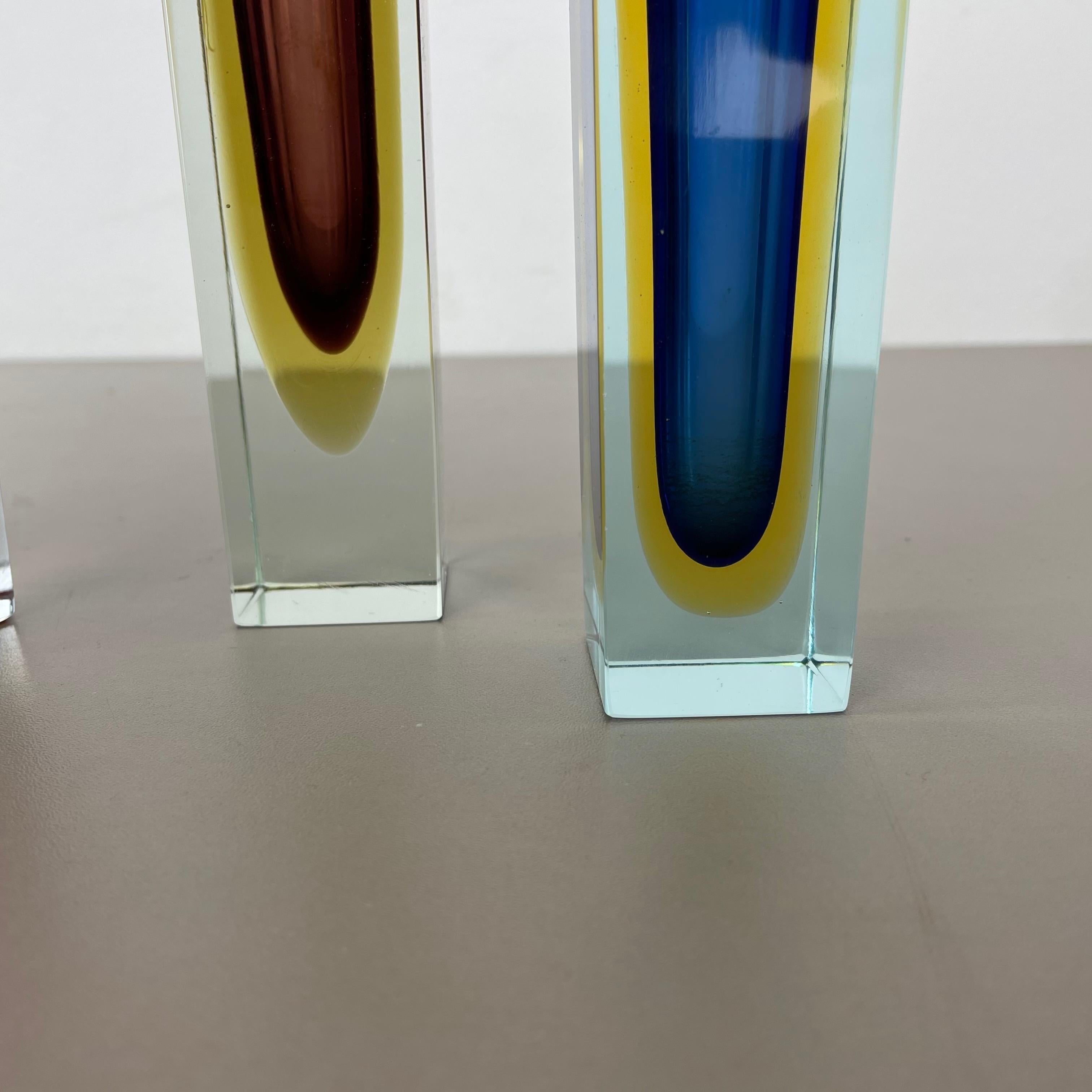 Satz von 4 facettierten Murano Glass Sommerso Vasen attri. Flavio Poli, Italien, 1970er-Jahre 1