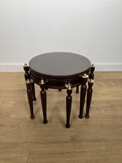 Set of 4 Fan-Pivoting Nesting Tables with Tapered Legs. English Work. Circa 1950