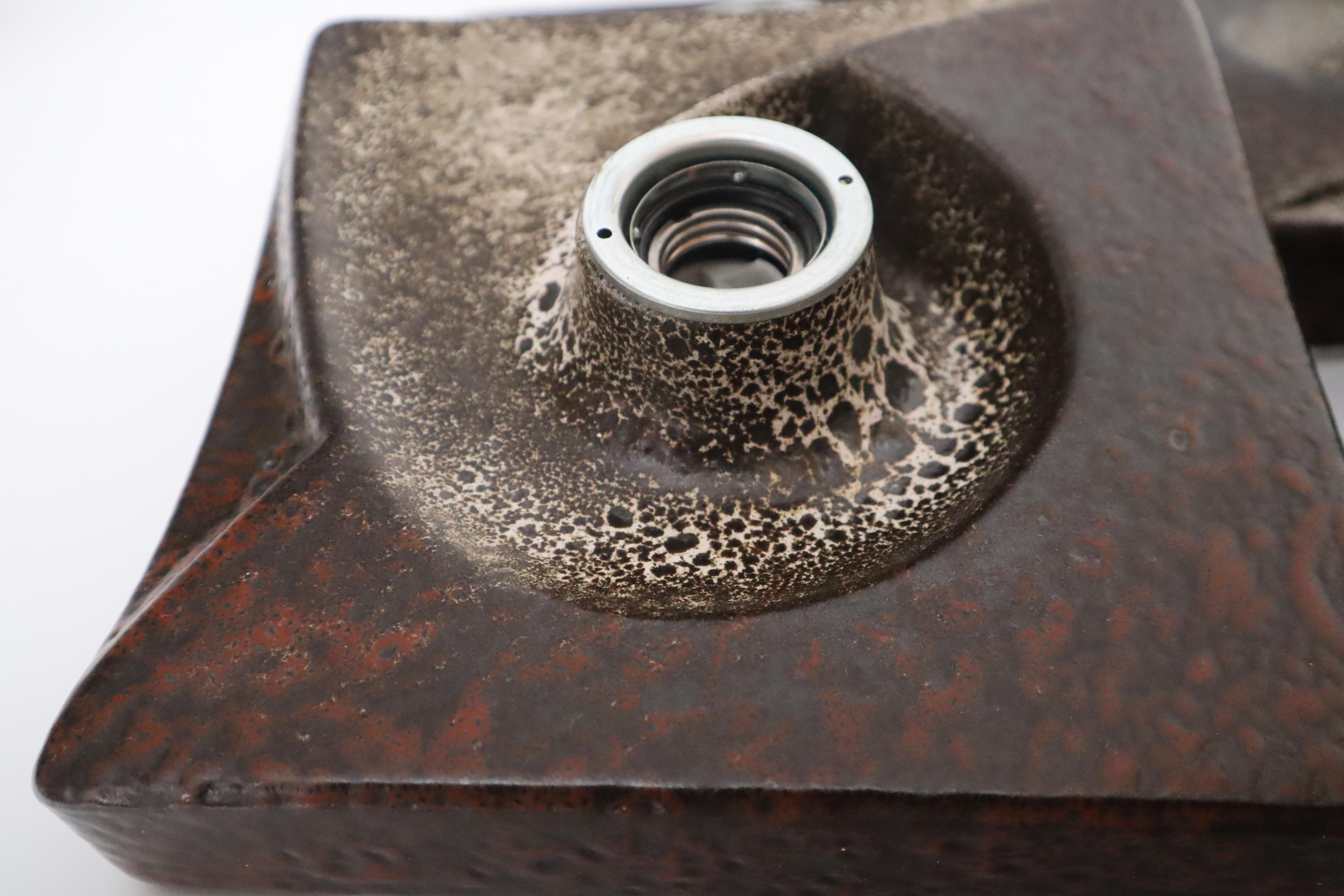 Ensemble de 4 lampes murales à tourbillon Fat Lava Brutalist par PAN Germany 1960s en vente 9