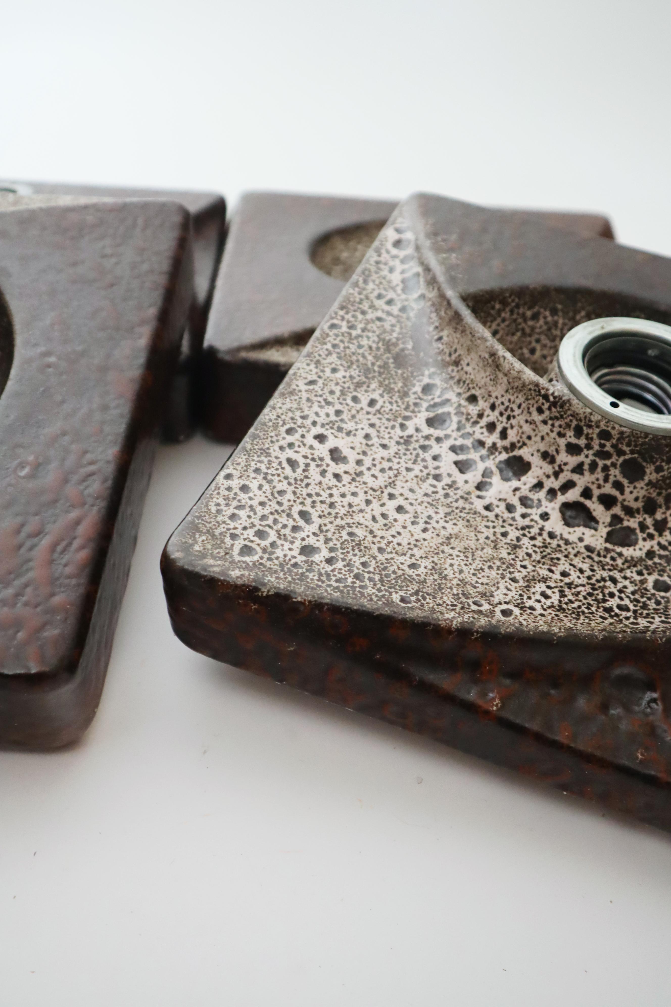 Ensemble de 4 lampes murales à tourbillon Fat Lava Brutalist par PAN Germany 1960s en vente 10