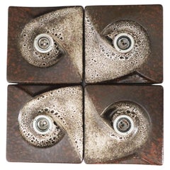 Set of 4 Fat Lava Brutalist Swirl Wall Lights by PAN Germany 1960s