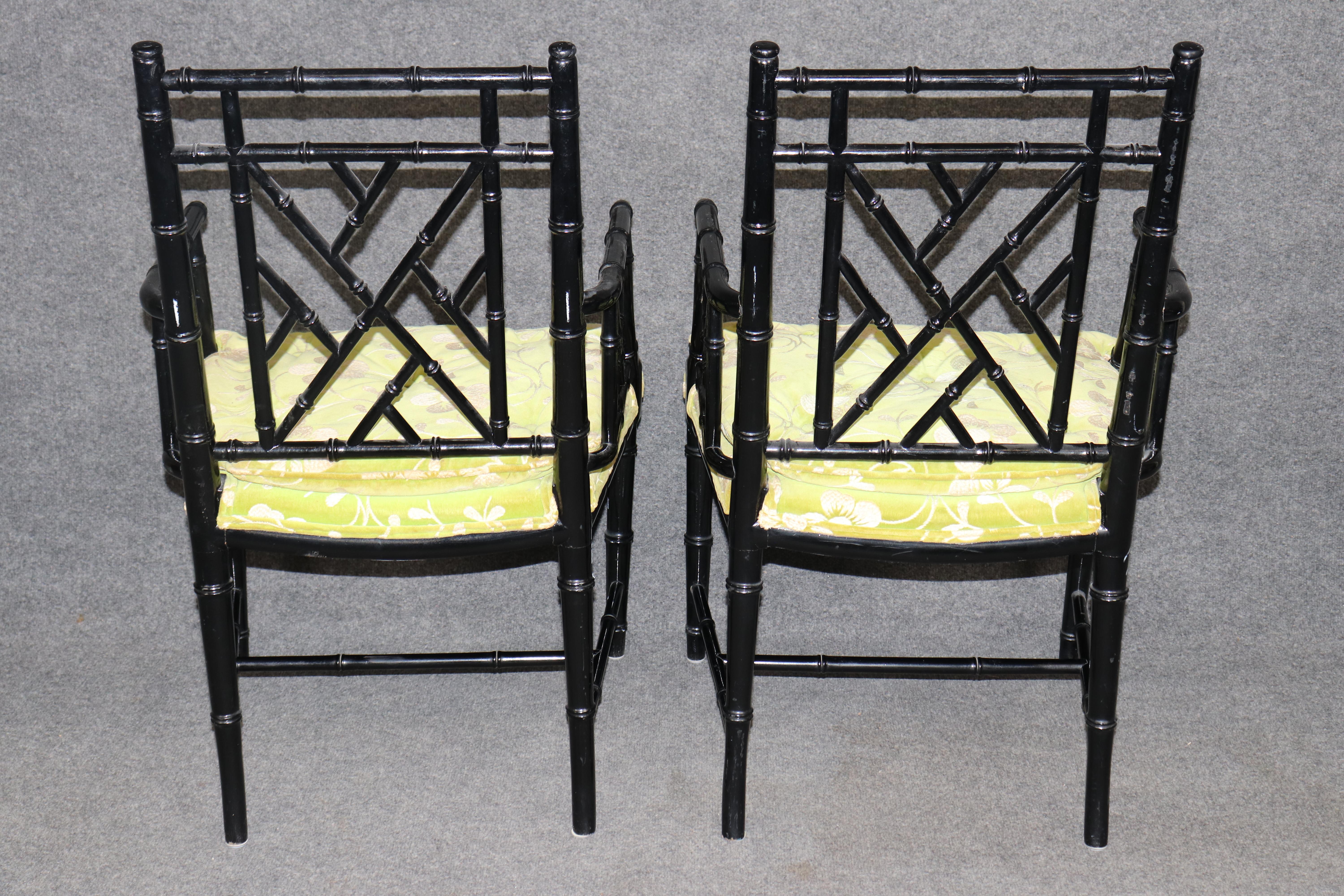 Ensemble de 4 fauteuils de salle à manger en faux bambou de style Chinoiserie Hollywood Regency -Tous les fauteuils Bon état - En vente à Swedesboro, NJ