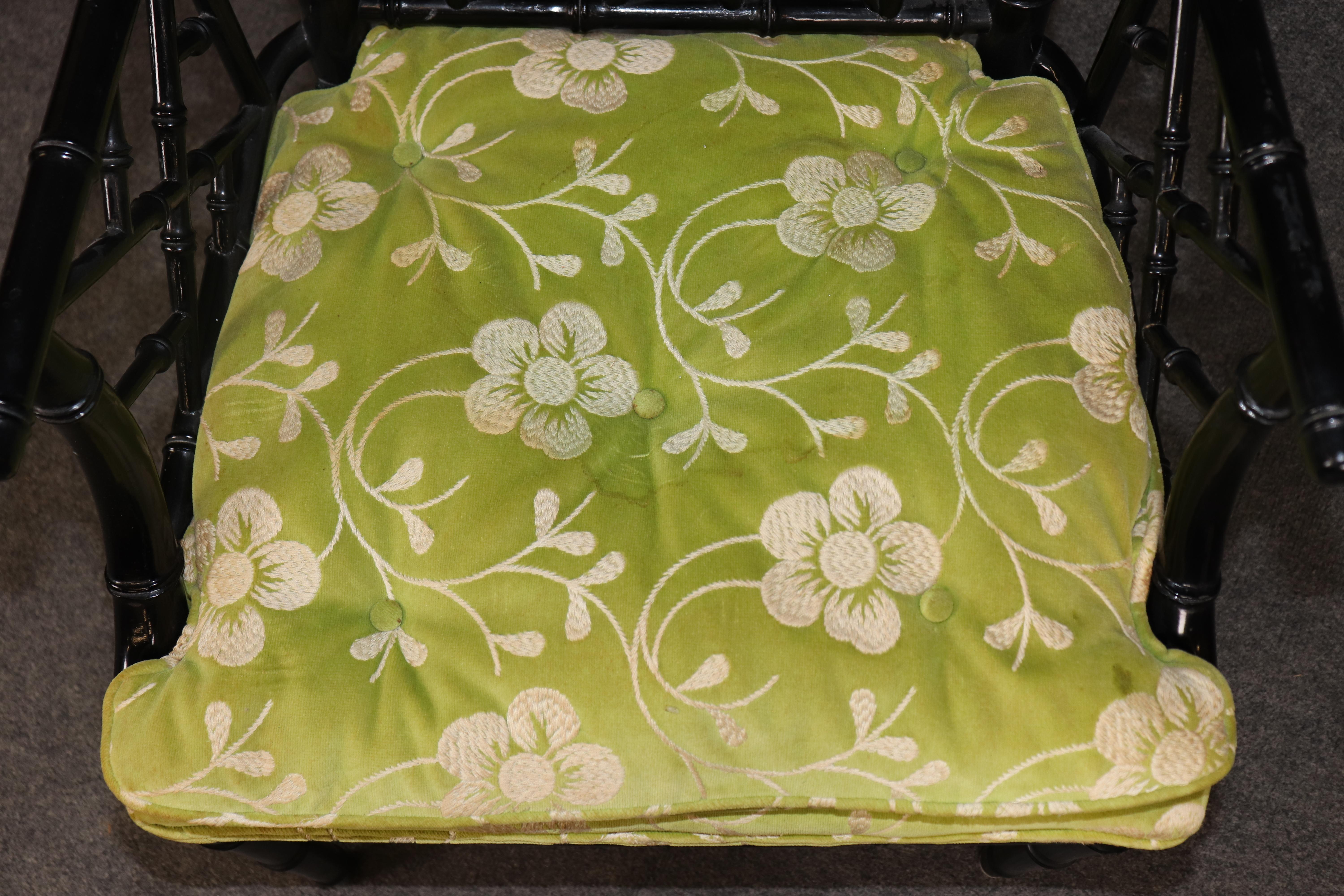 Ensemble de 4 fauteuils de salle à manger en faux bambou de style Chinoiserie Hollywood Regency -Tous les fauteuils en vente 1