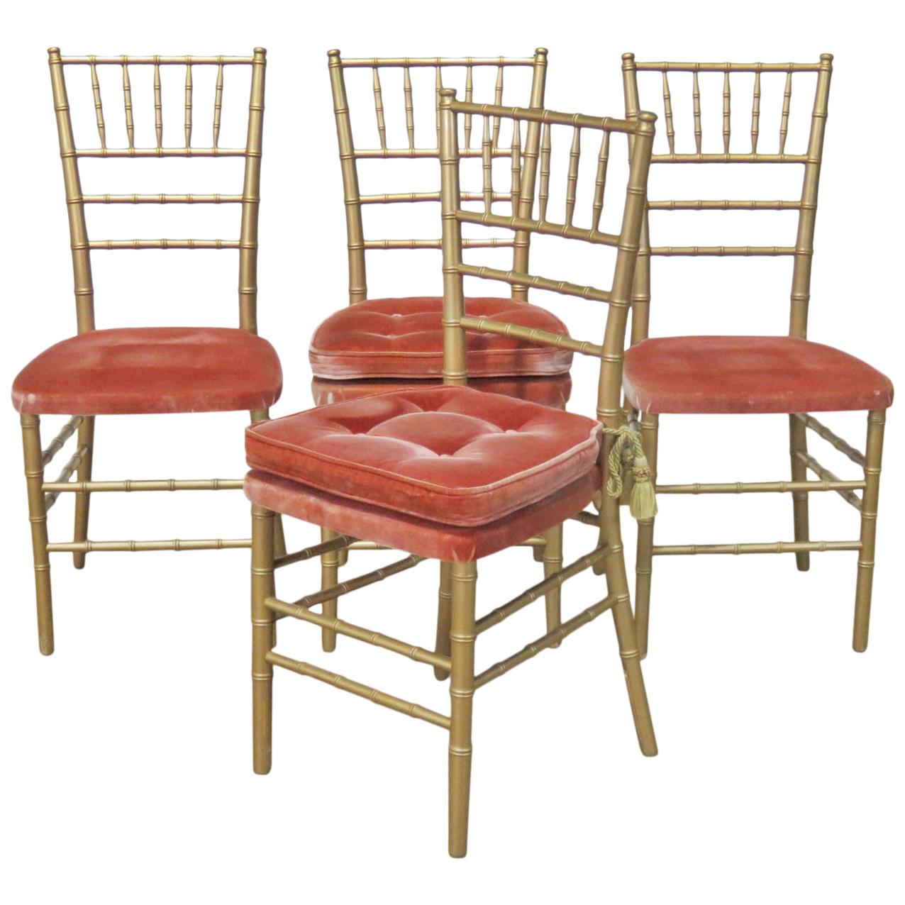 Set of 4 Faux Bamboo Dining Side Chairs