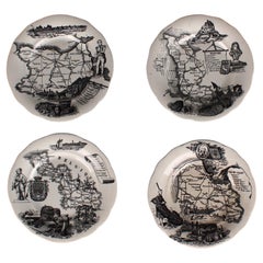Set von 4 Fayence-Tellern, Creil et Montereau, Frankreich, 19. Jahrhundert