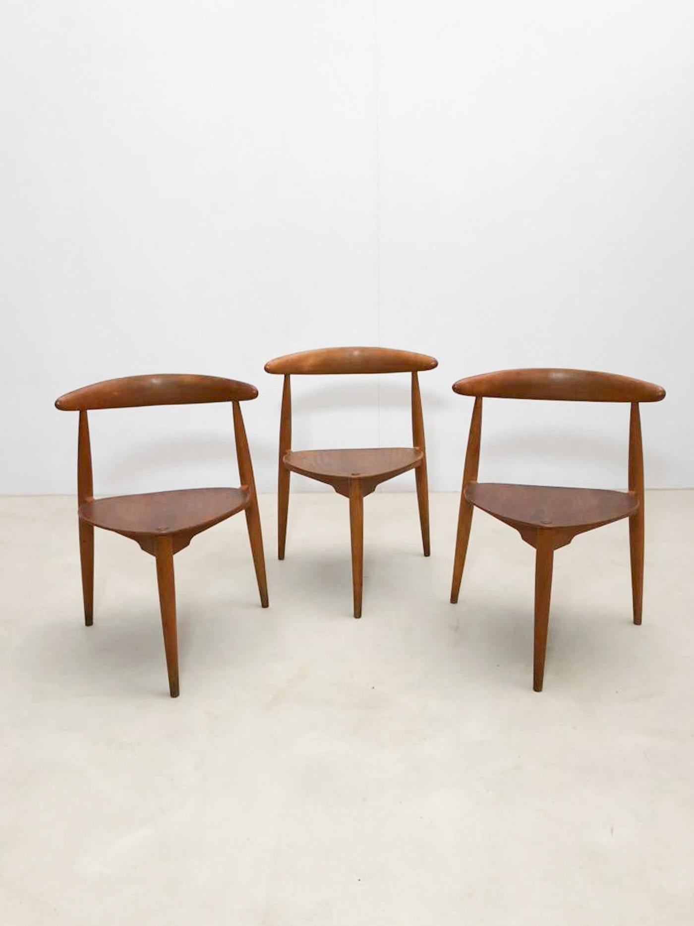 4er-Set  FH4103'.  Stühle von Hans J. Wegner für Fritz Hansen, 1950er-Jahre 4