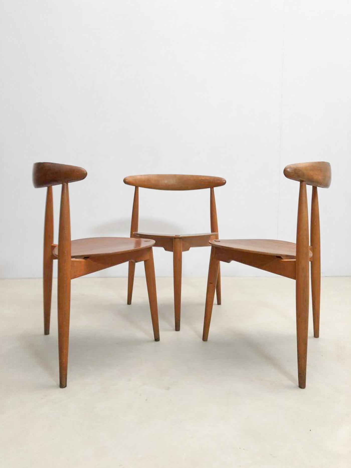 4er-Set  FH4103'.  Stühle von Hans J. Wegner für Fritz Hansen, 1950er-Jahre 2