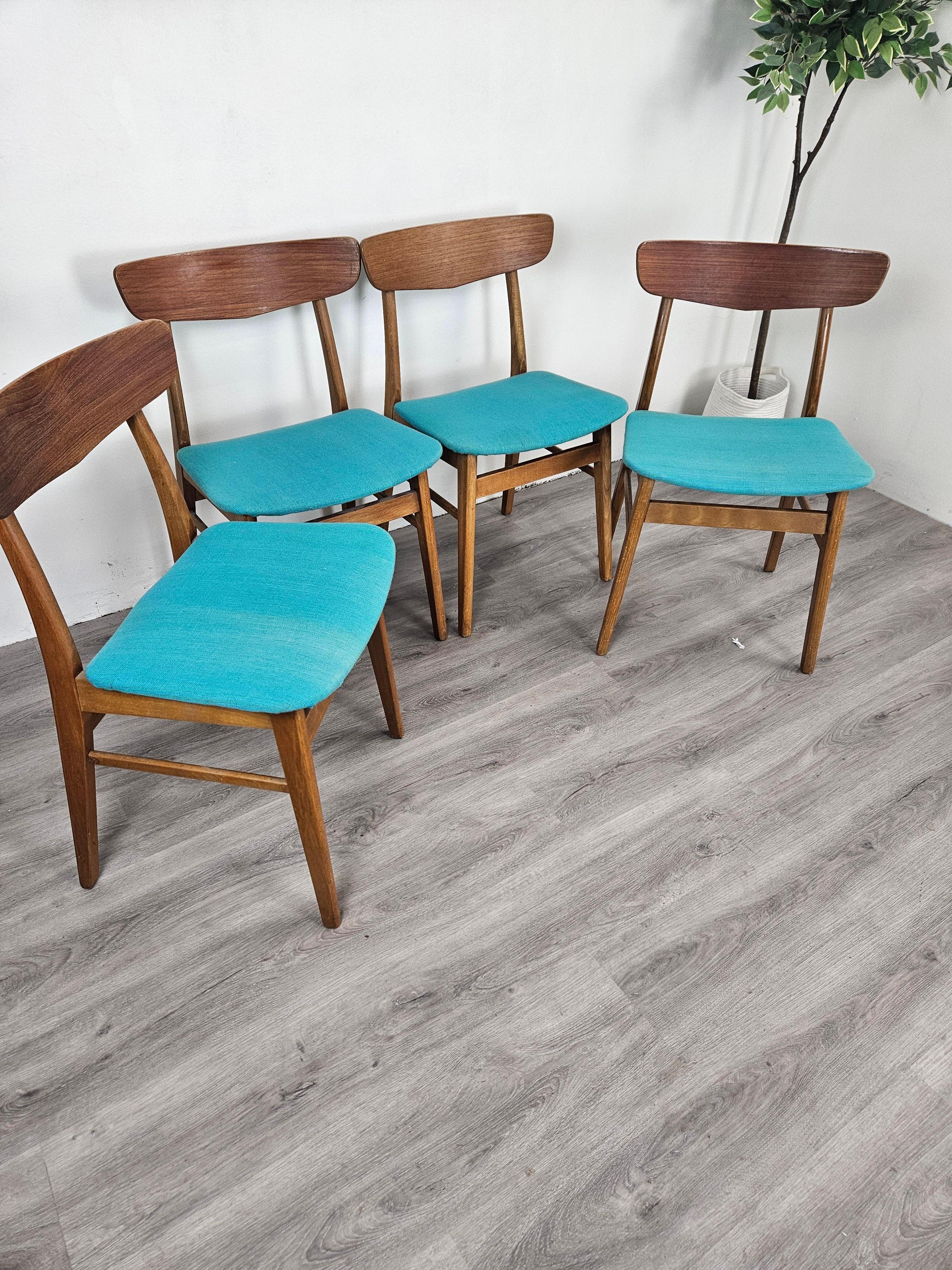 Mid-Century Modern Set of 4 Findahls Mobelfabrik Dining Chairs Danish Teak For Sale
