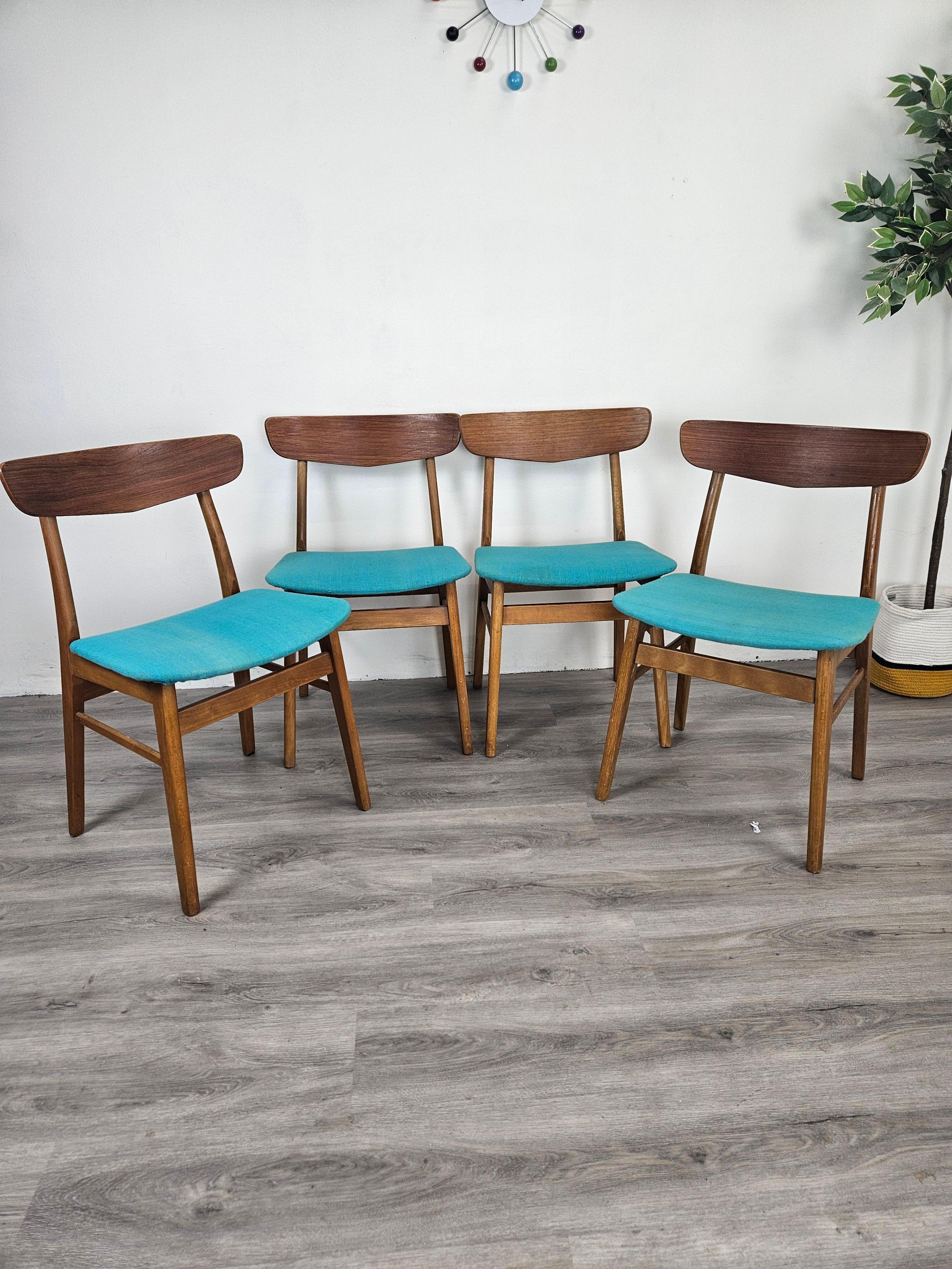 Set of 4 Findahls Mobelfabrik Dining Chairs Danish Teak In Fair Condition For Sale In Frederick, MD