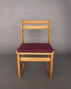 Set of 4 Fine 1970s Oak Dining Chairs by Guillerme & Chambron