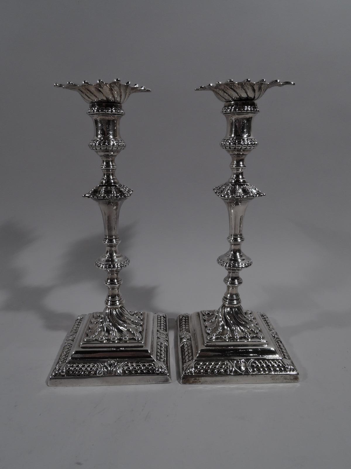 Set of 4 Fine English Georgian Candlesticks by Ebenezer Coker In Excellent Condition In New York, NY