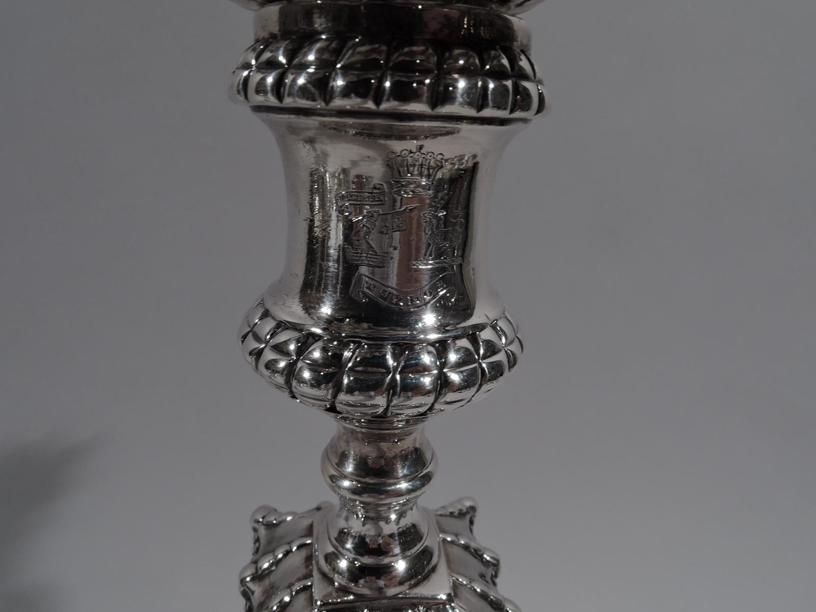 Set of 4 Fine English Georgian Candlesticks by Ebenezer Coker 1
