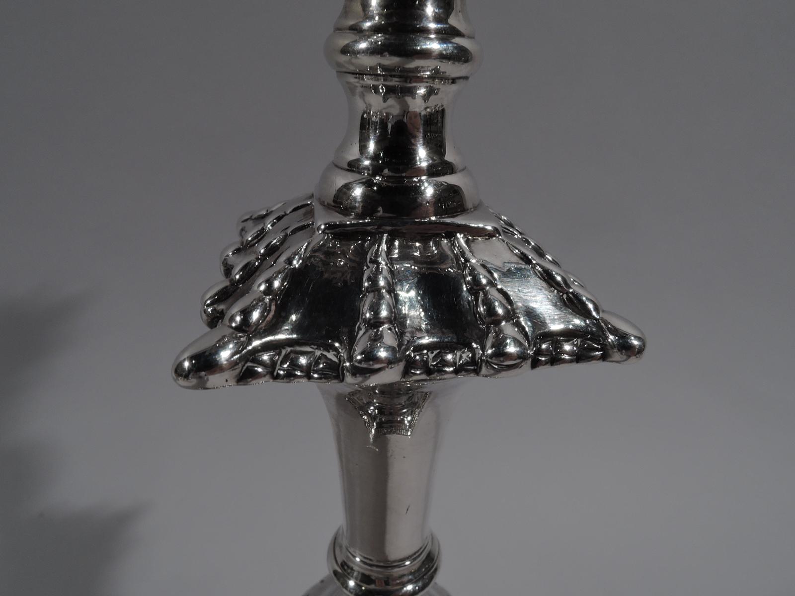 Set of 4 Fine English Georgian Candlesticks by Ebenezer Coker 2