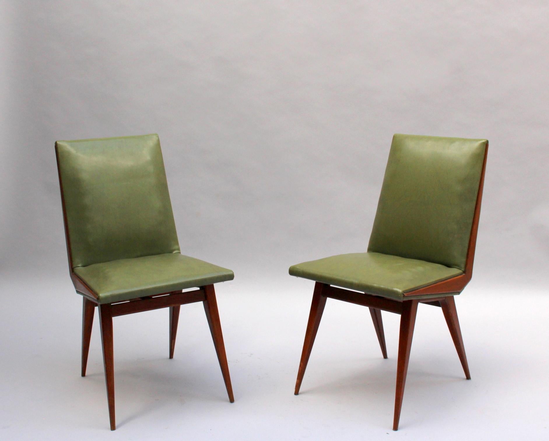 Mid-Century Modern Ensemble de 4 belles chaises à boussoles françaises des années 1950 en vente
