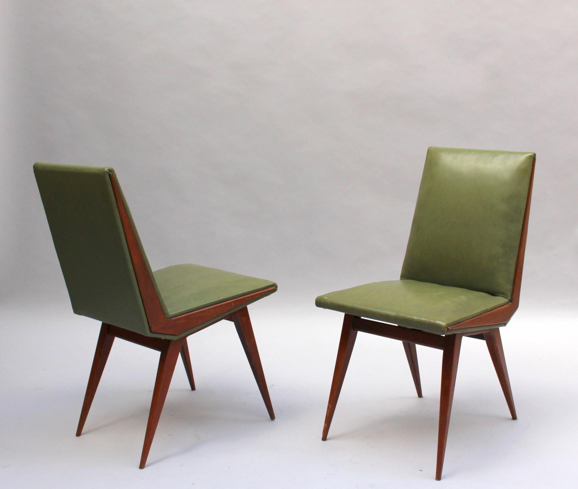 Français Ensemble de 4 belles chaises à boussoles françaises des années 1950 en vente