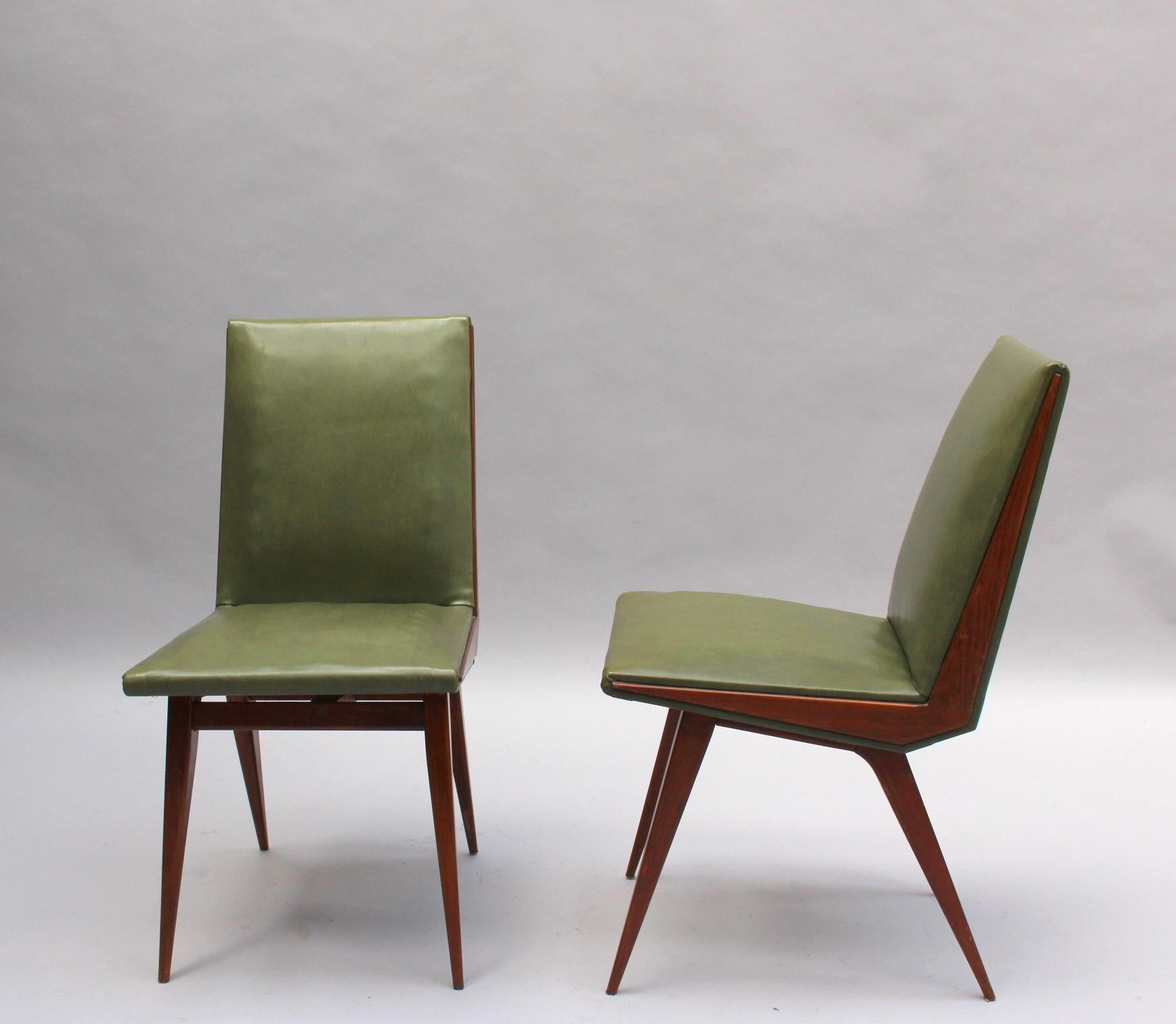 Mid-20th Century Set of 4 Fine French 1950s Compass Chairs For Sale