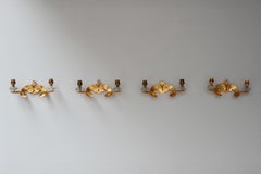 Set of 4 Fine French 1950s Gilded Bronze Wall Lights by Jules Leleu