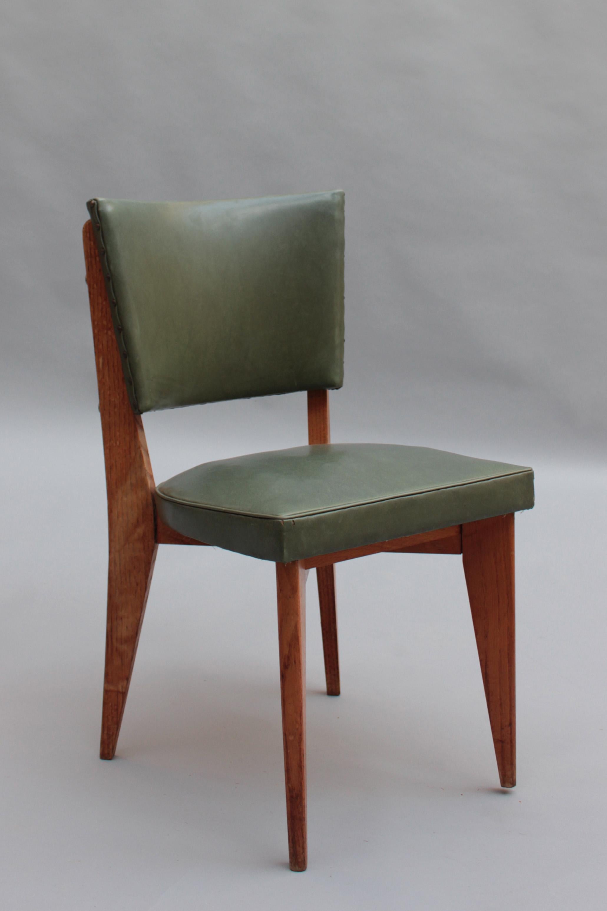 Francese Set di 4 raffinate sedie da pranzo francesi degli anni '50 in Oak in vendita