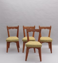 Set of 4 Fine French 1970s Oak Dining Chairs by Guillerme et Chambron