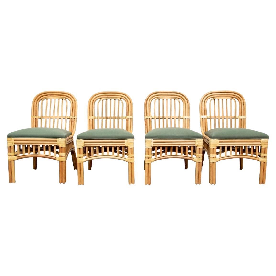Set of Six Italian Rattan Dining Chairs at 1stDibs