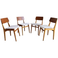 Set of 4 Finnish / Scandinavian Midcentury Teak and Birch Dining Chairs