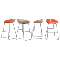 Used Set of 4 Fjord Leather Bar Stools by Patricia Urquiola for Moroso