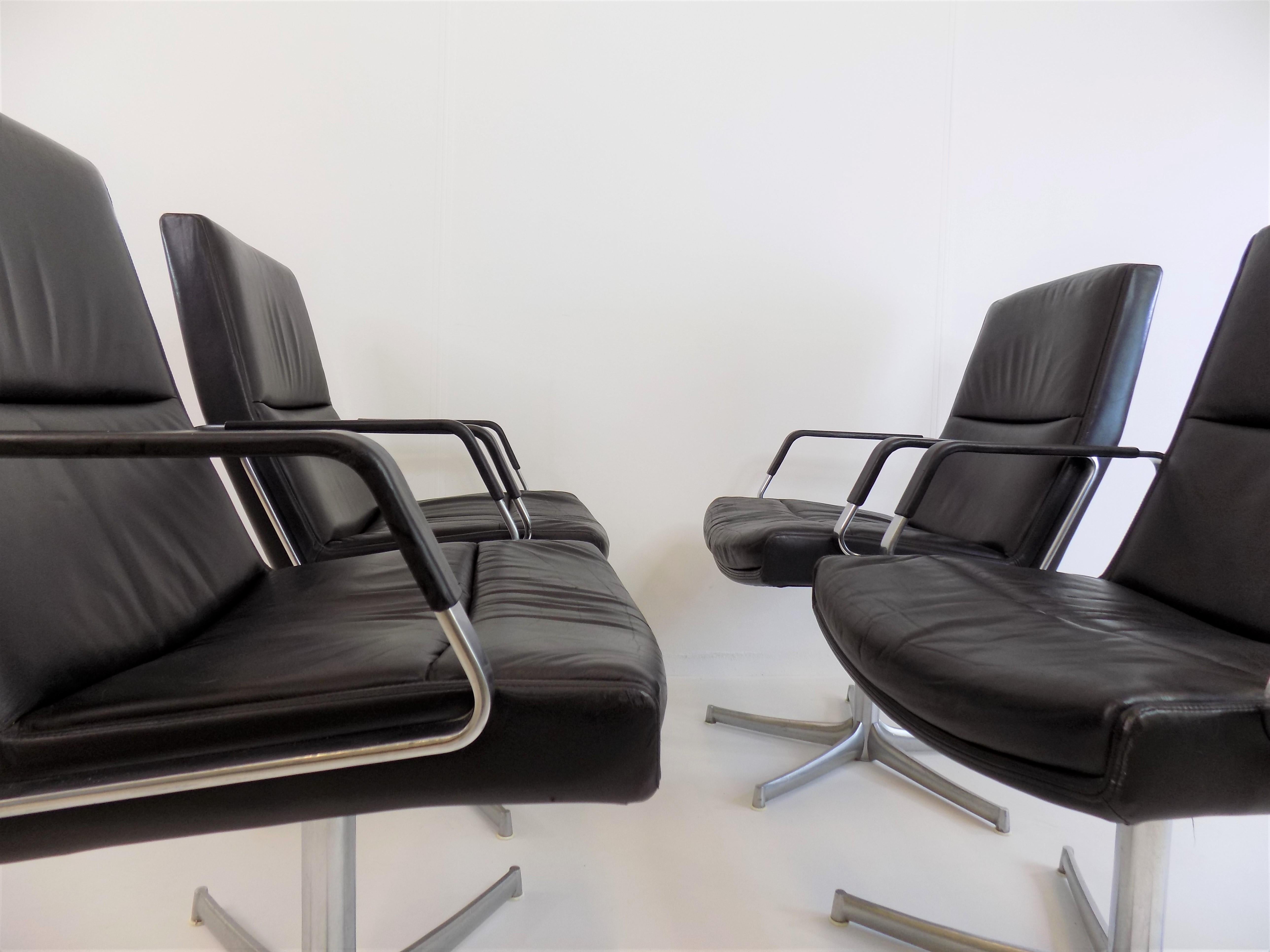 Set of 4 FK 711 Lounge Chairs by Preben Fabricius/Jørgen Kastholm for W. Knoll 9