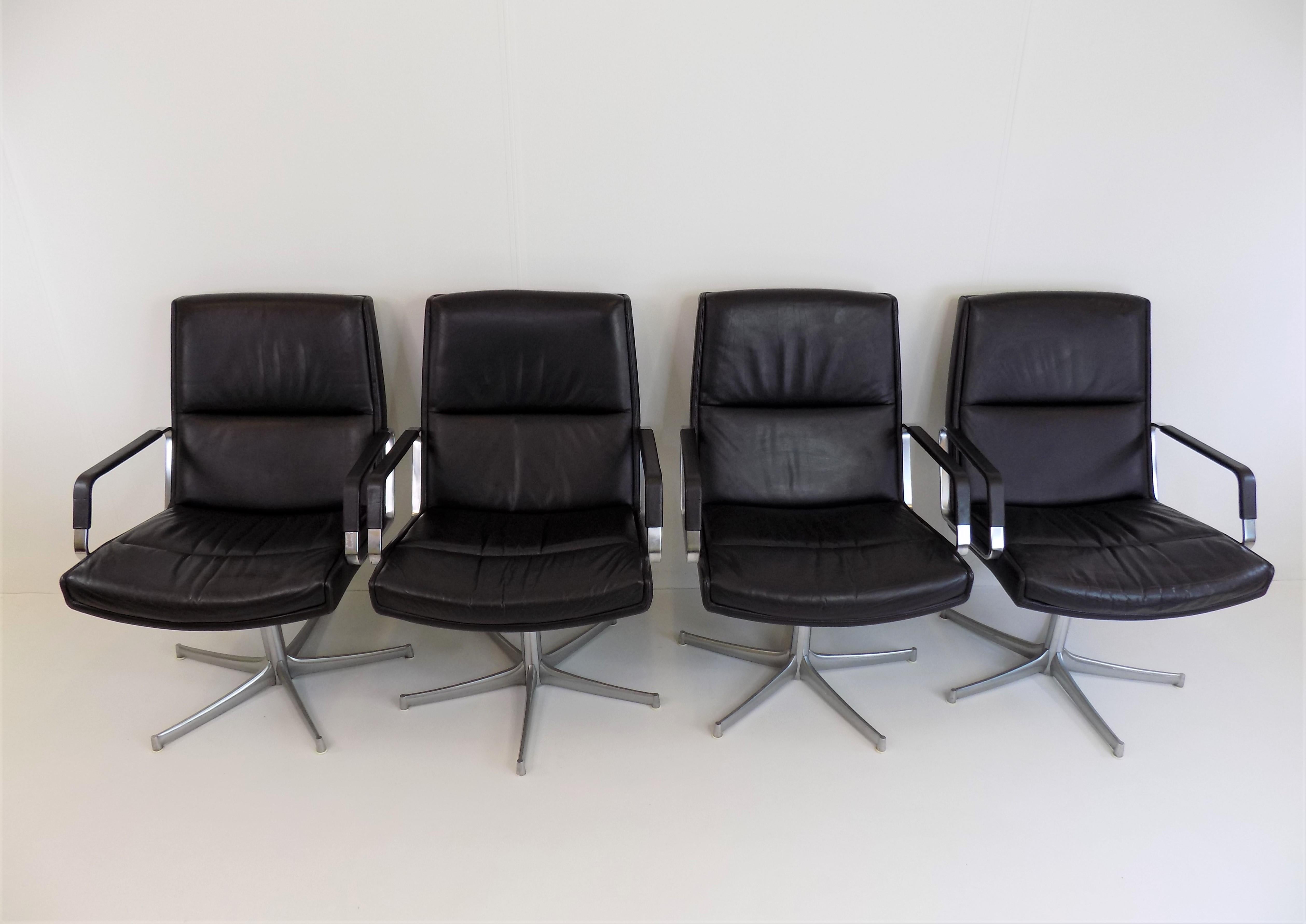 German Set of 4 FK 711 Lounge Chairs by Preben Fabricius/Jørgen Kastholm for W. Knoll For Sale