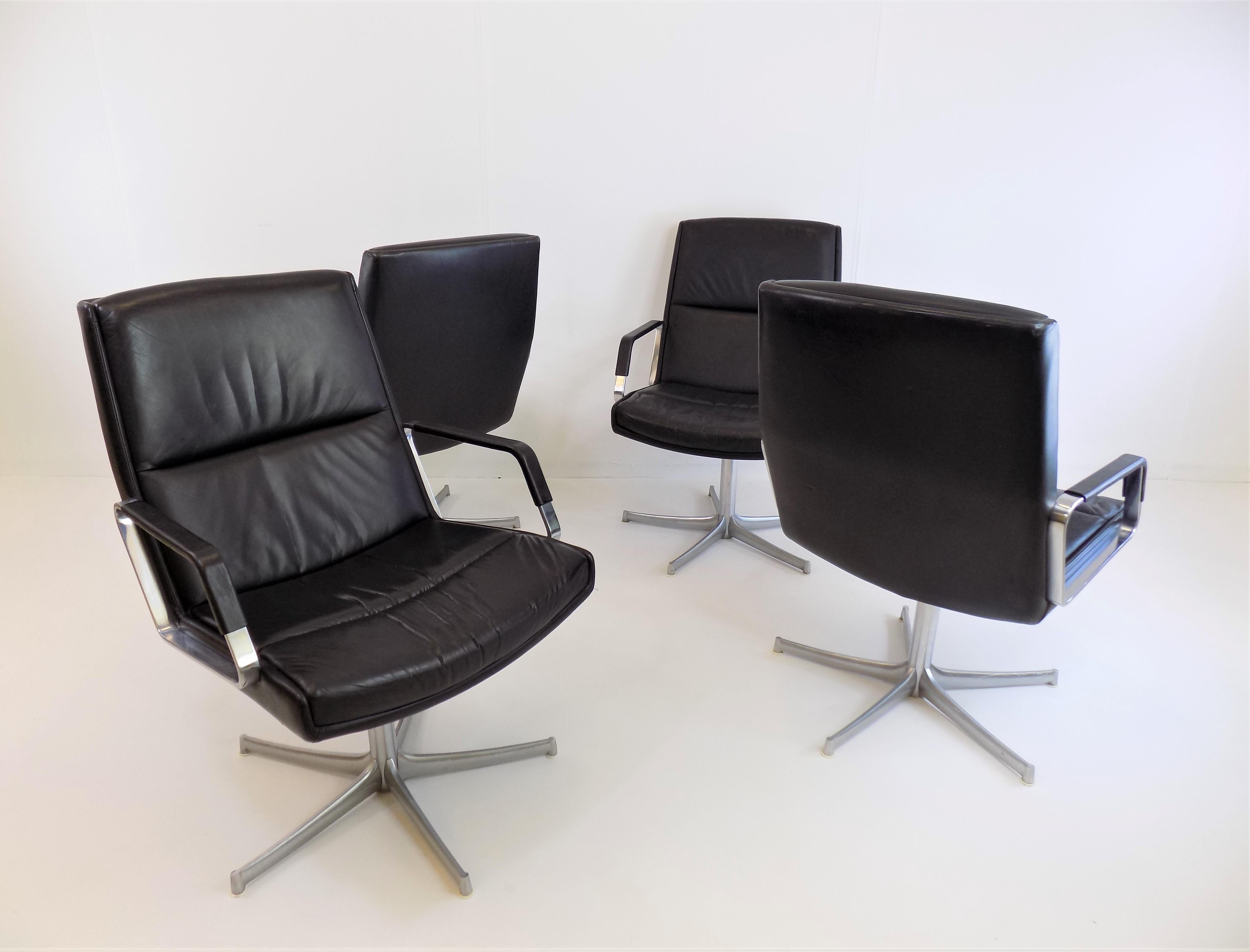 Late 20th Century Set of 4 FK 711 Lounge Chairs by Preben Fabricius/Jørgen Kastholm for W. Knoll For Sale