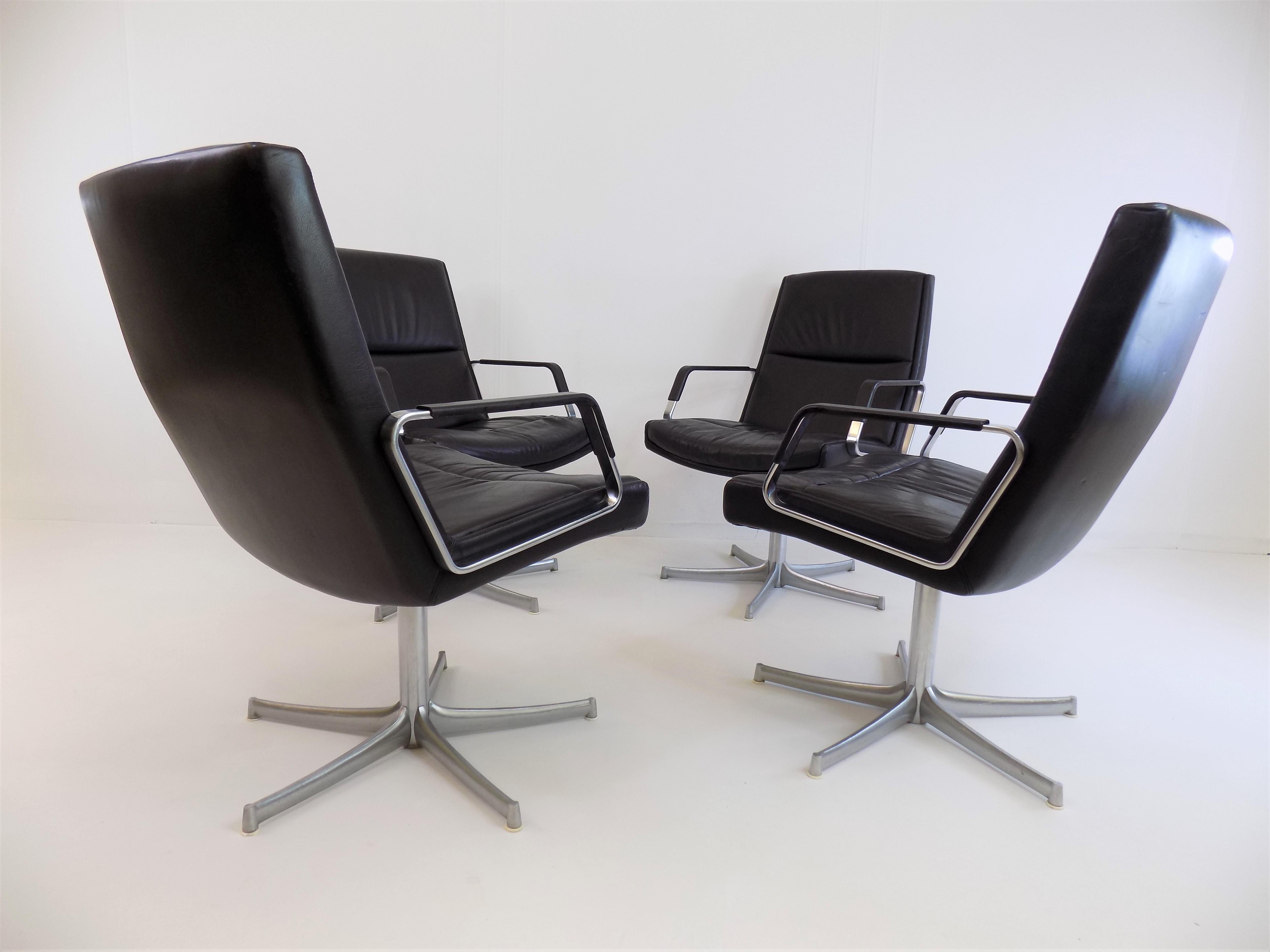 Set of 4 FK 711 Lounge Chairs by Preben Fabricius/Jørgen Kastholm for W. Knoll For Sale 1