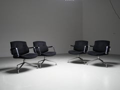 Set of 4 FK 84 Armchairs by Fabricius and Kastholm in Velvet and Metal, 1960's