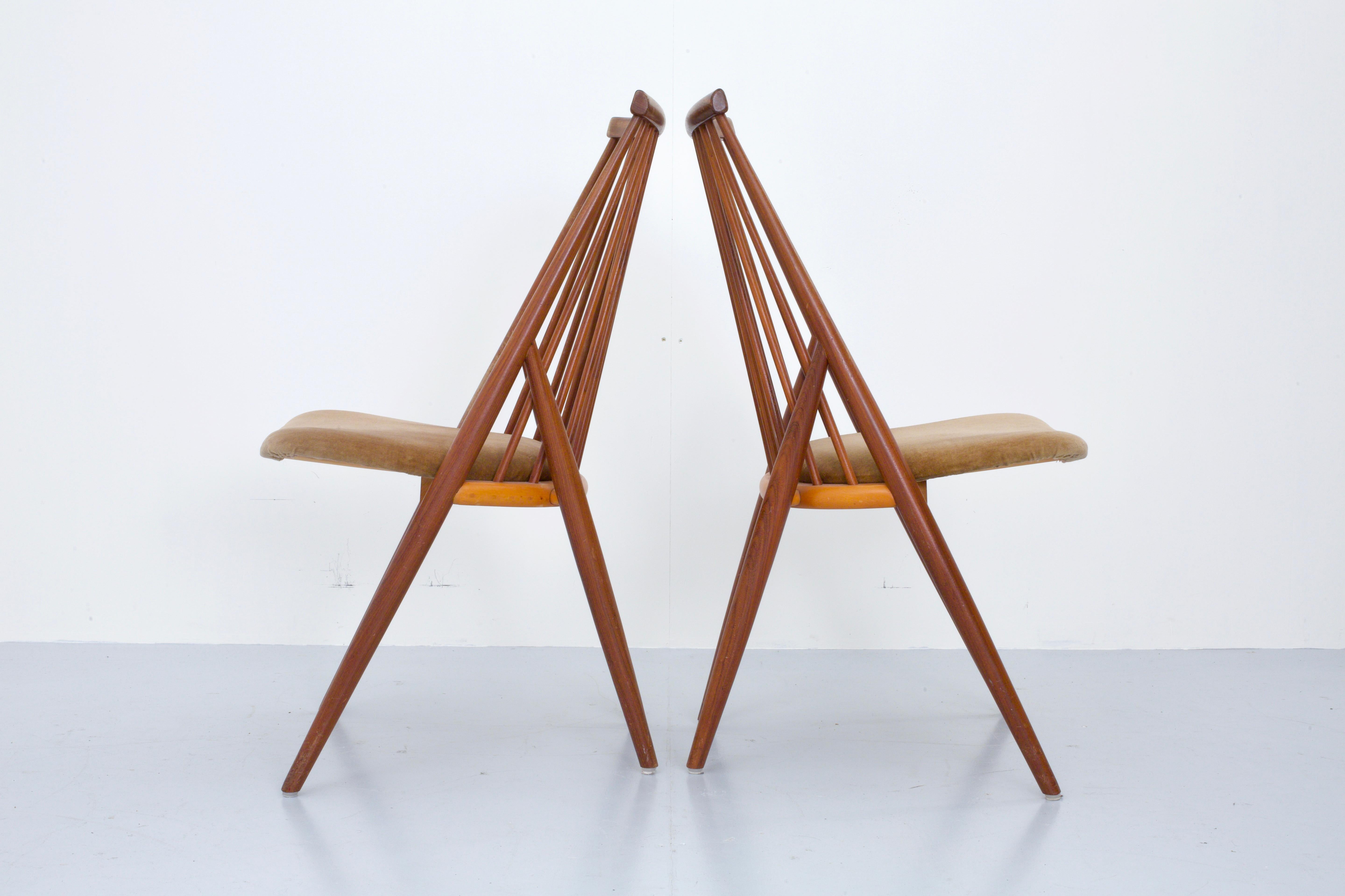 Mid-Century Modern Set of 4 'Flamingo' Chairs by Thea Leonard for Nassjo Stolefrabrik, Sweden, 1960 For Sale