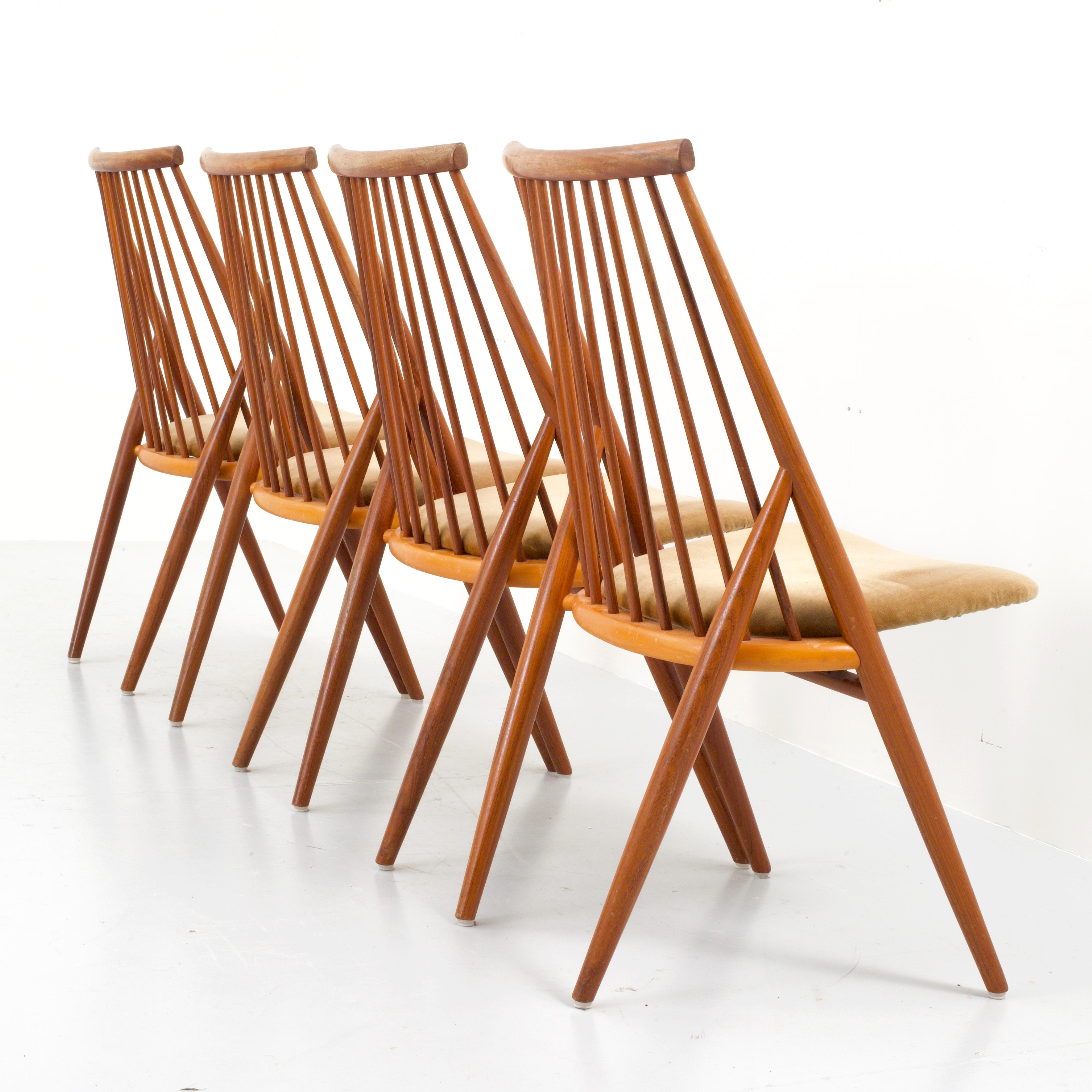 Satz von 4 „Flamingo“-Stühlen von Thea Leonard für Nassjo Stolefrabrik, Schweden, 1960 (Mitte des 20. Jahrhunderts) im Angebot