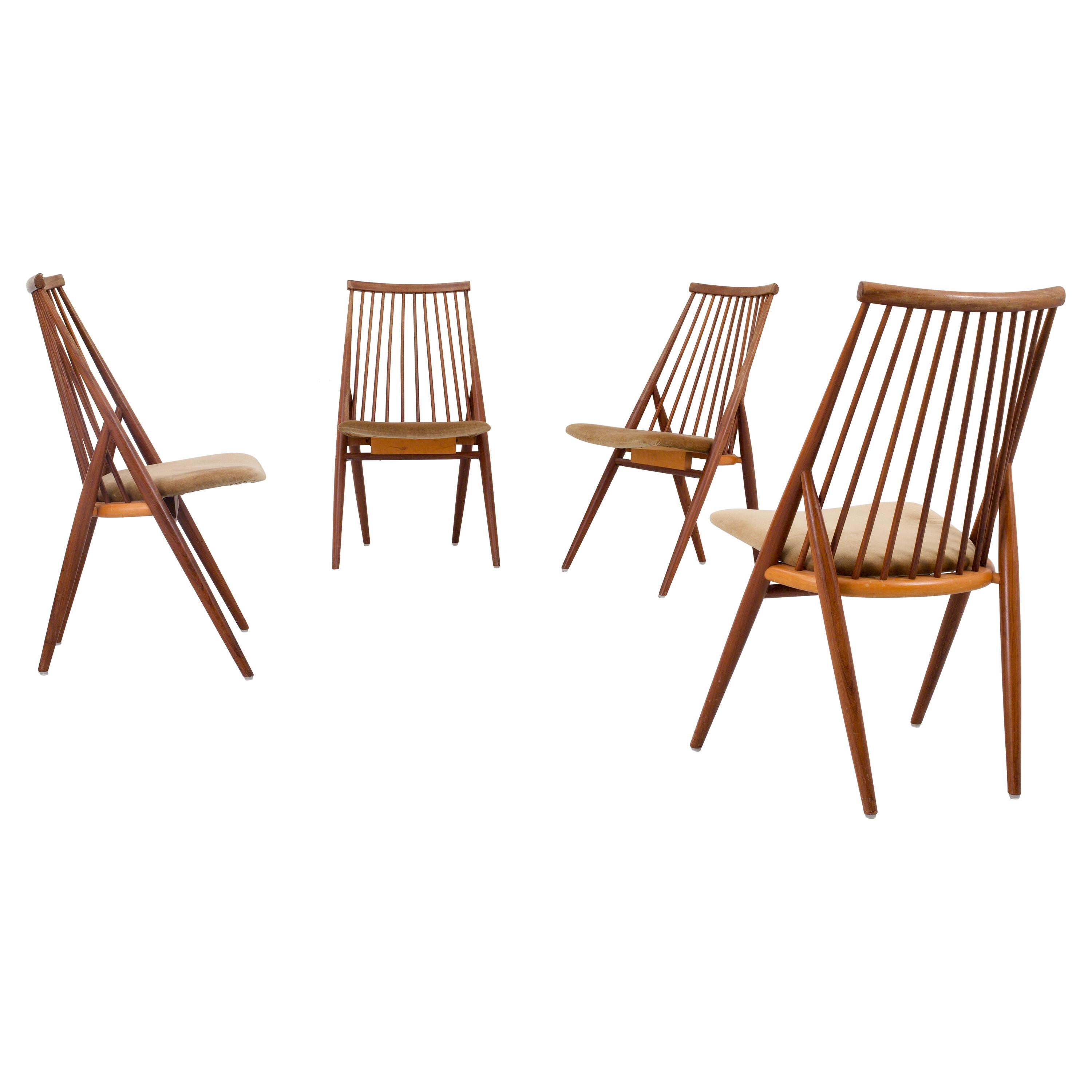 Set of 4 'Flamingo' Chairs by Thea Leonard for Nassjo Stolefrabrik, Sweden, 1960 For Sale